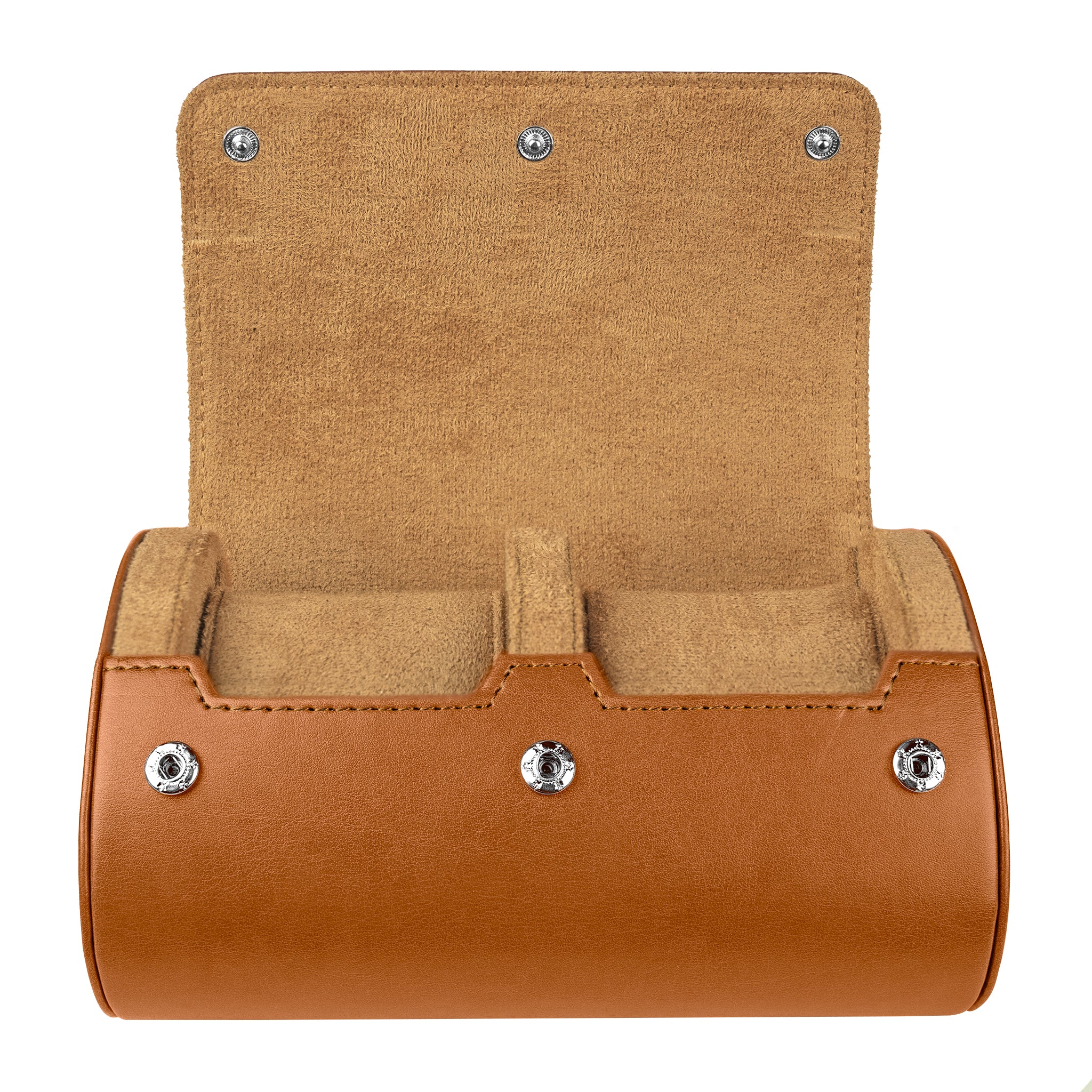 Double Recycled Leather Watch Roll Travel Case - Image 16