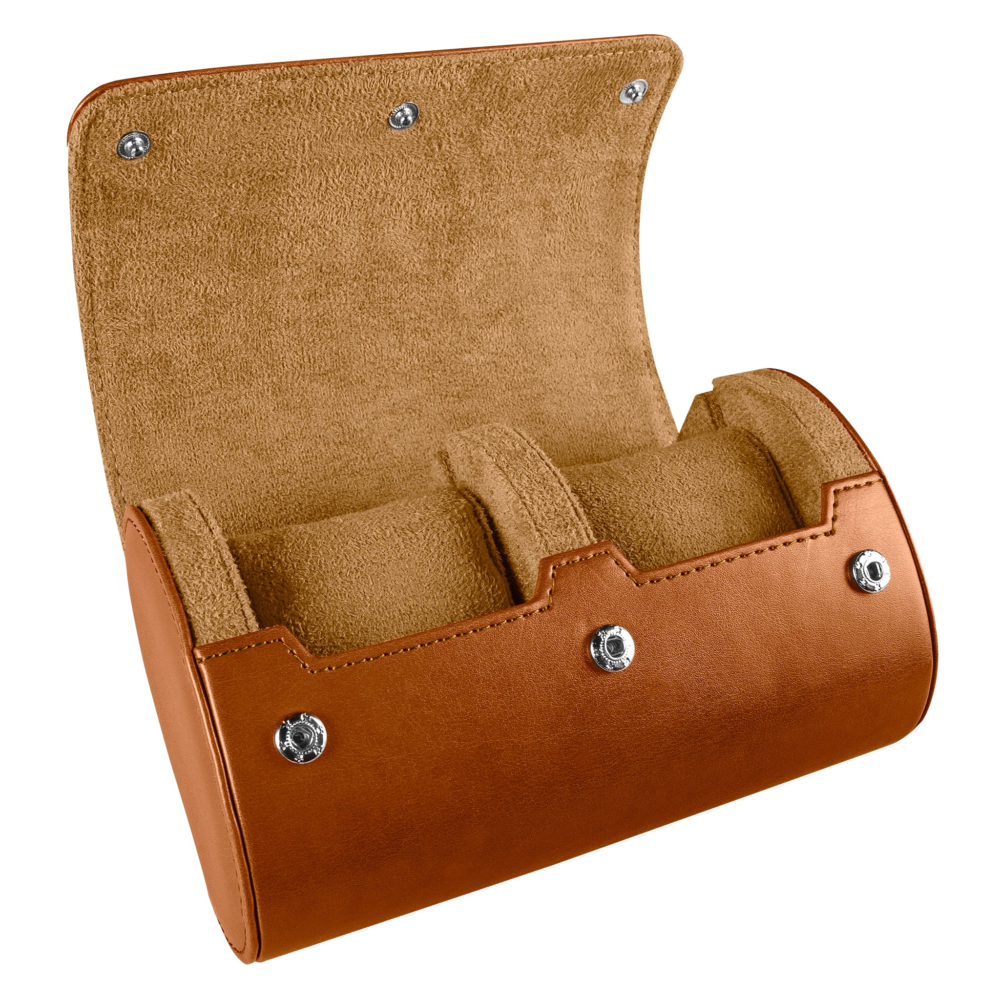 Double Recycled Leather Watch Roll Travel Case - Image 6