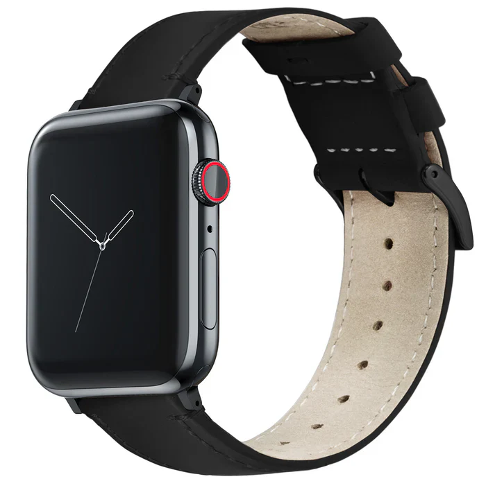 Midnight Apple Watch Black Leather Strap Bundle | 2 Watch Bands - Image 3