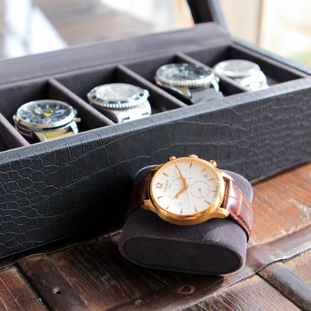 Faux Crocodile Watch Box - 6 Slot - Image 9