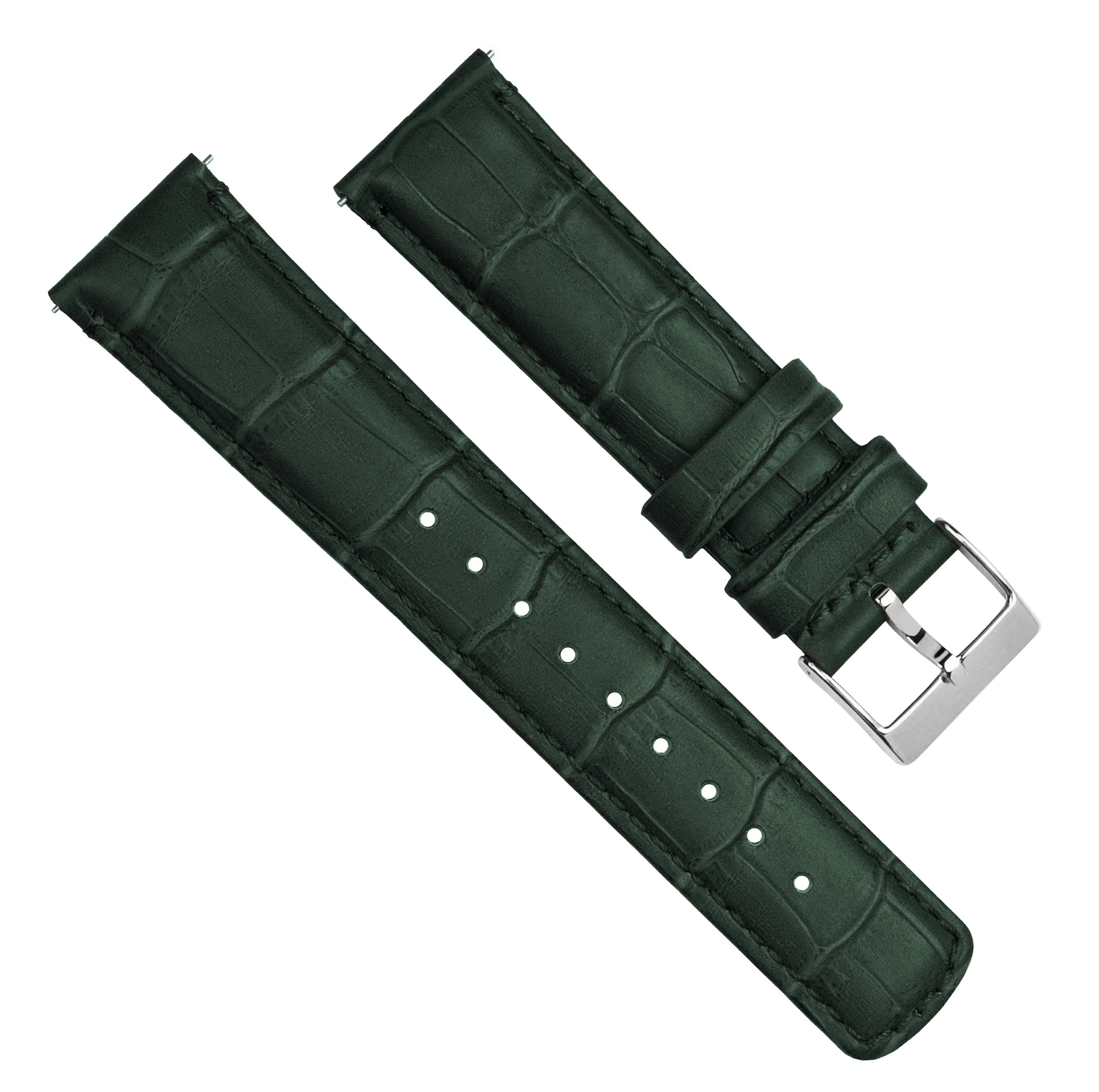 Forest Green Alligator Grain Leather Watch Band - Image 3