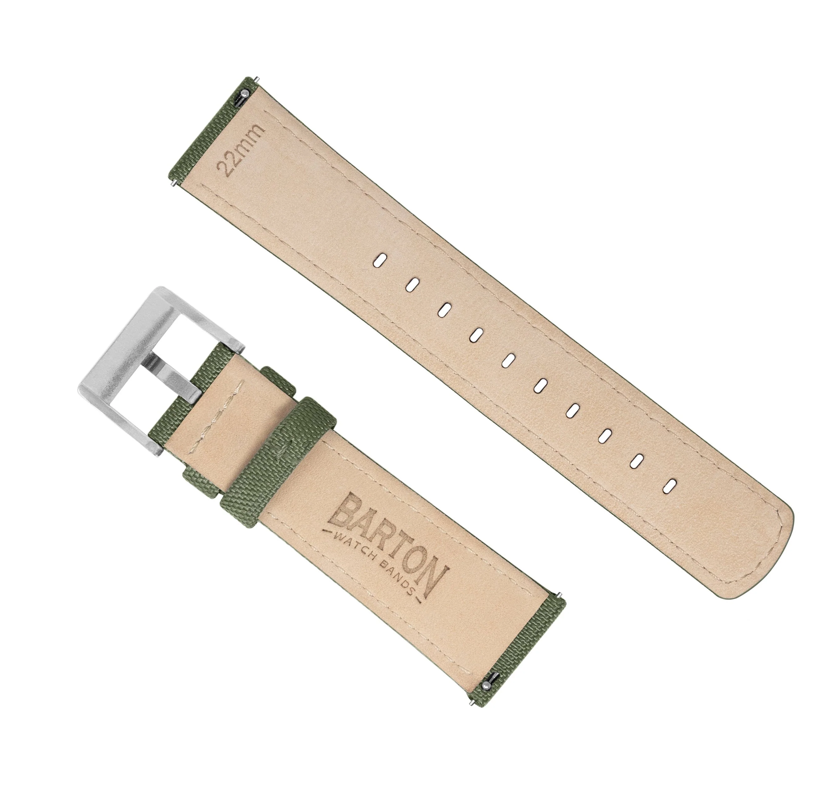 Fossil Gen 5 Sailcloth Quick Release Army Green Watch Band - Image 5