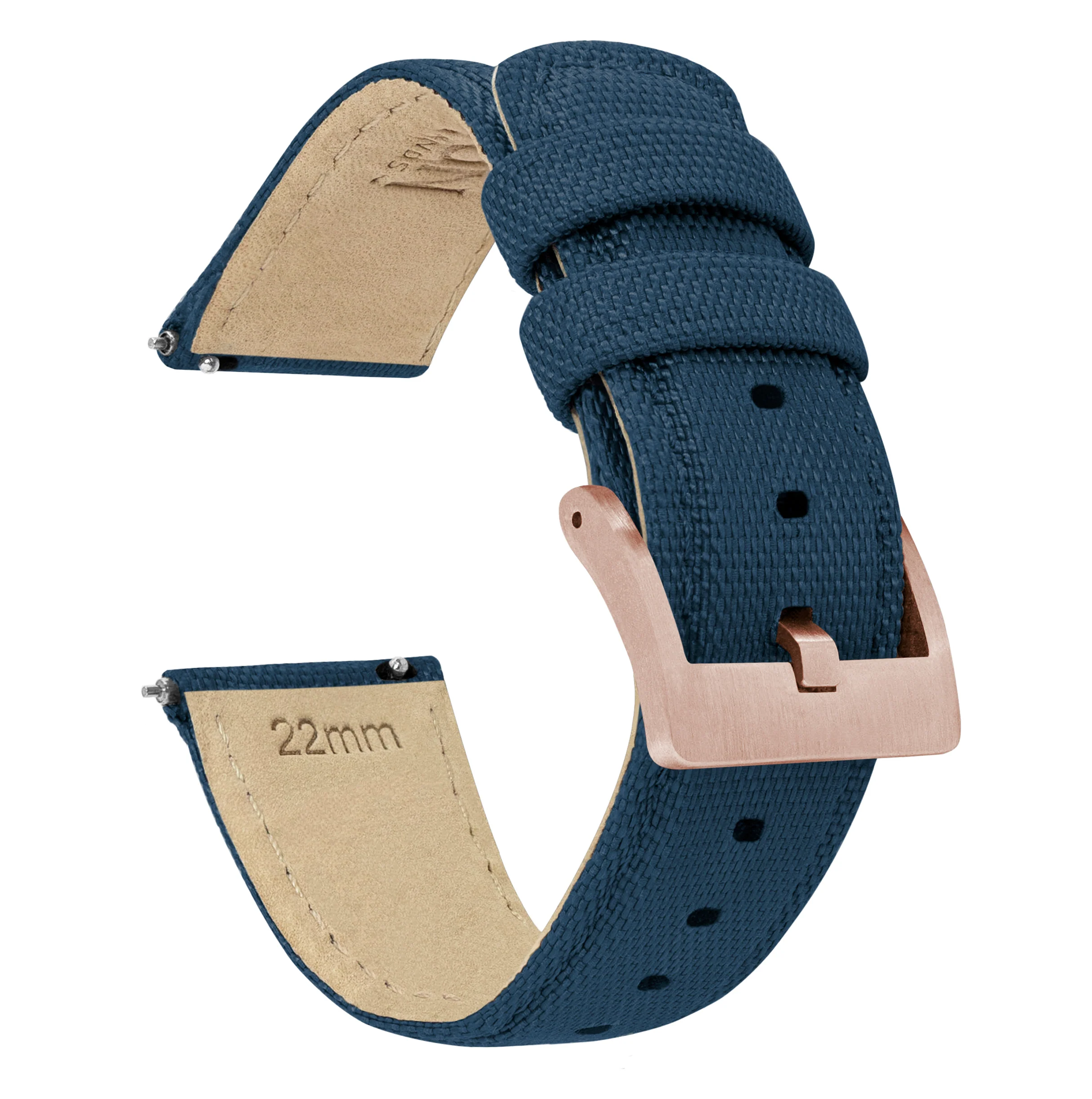 Fossil Gen 5 Sailcloth Quick Release Navy Blue Watch Band - Image 3