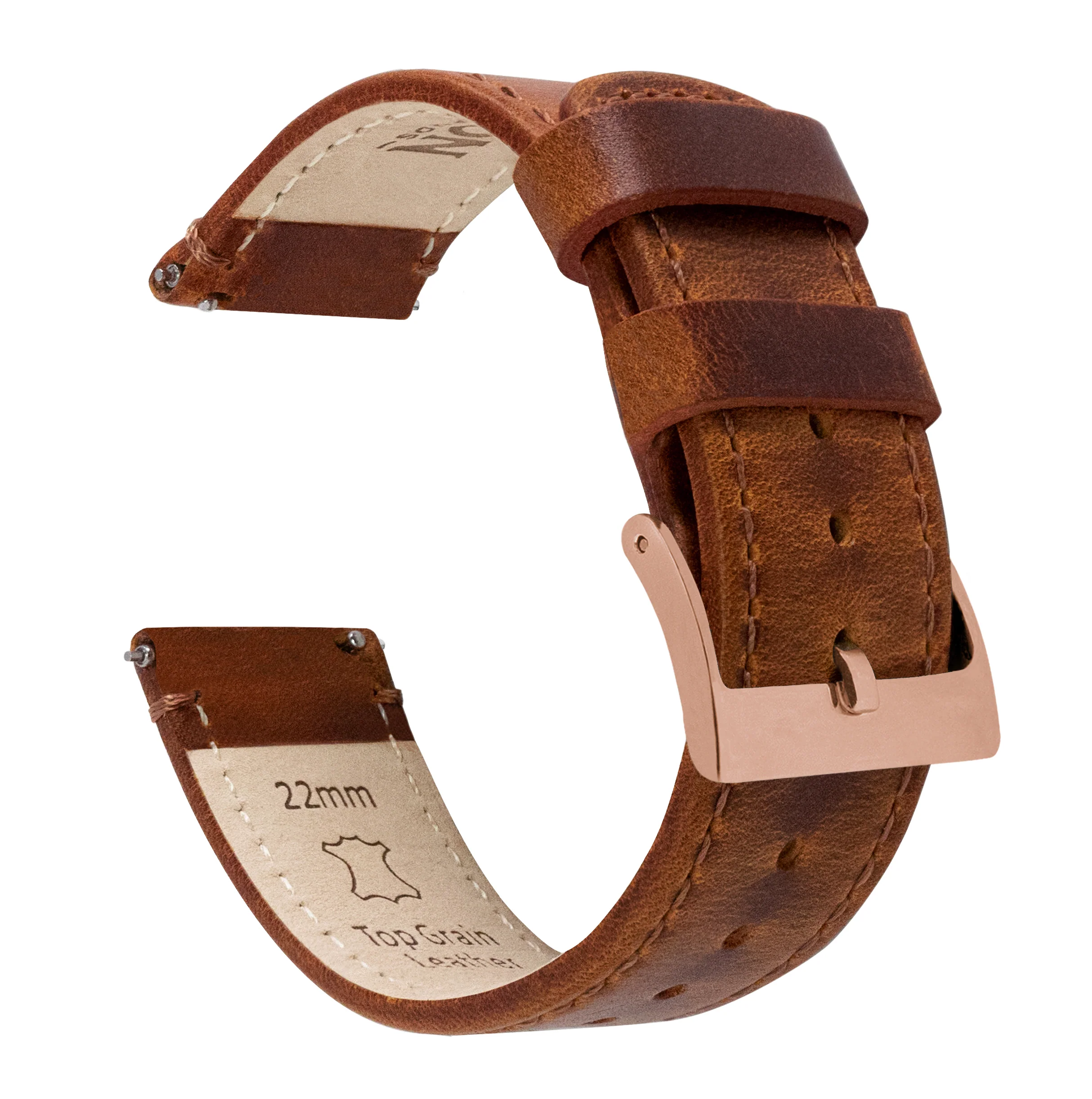 Fossil Gen 5 Weathered Brown Leather Watch Band - Image 6