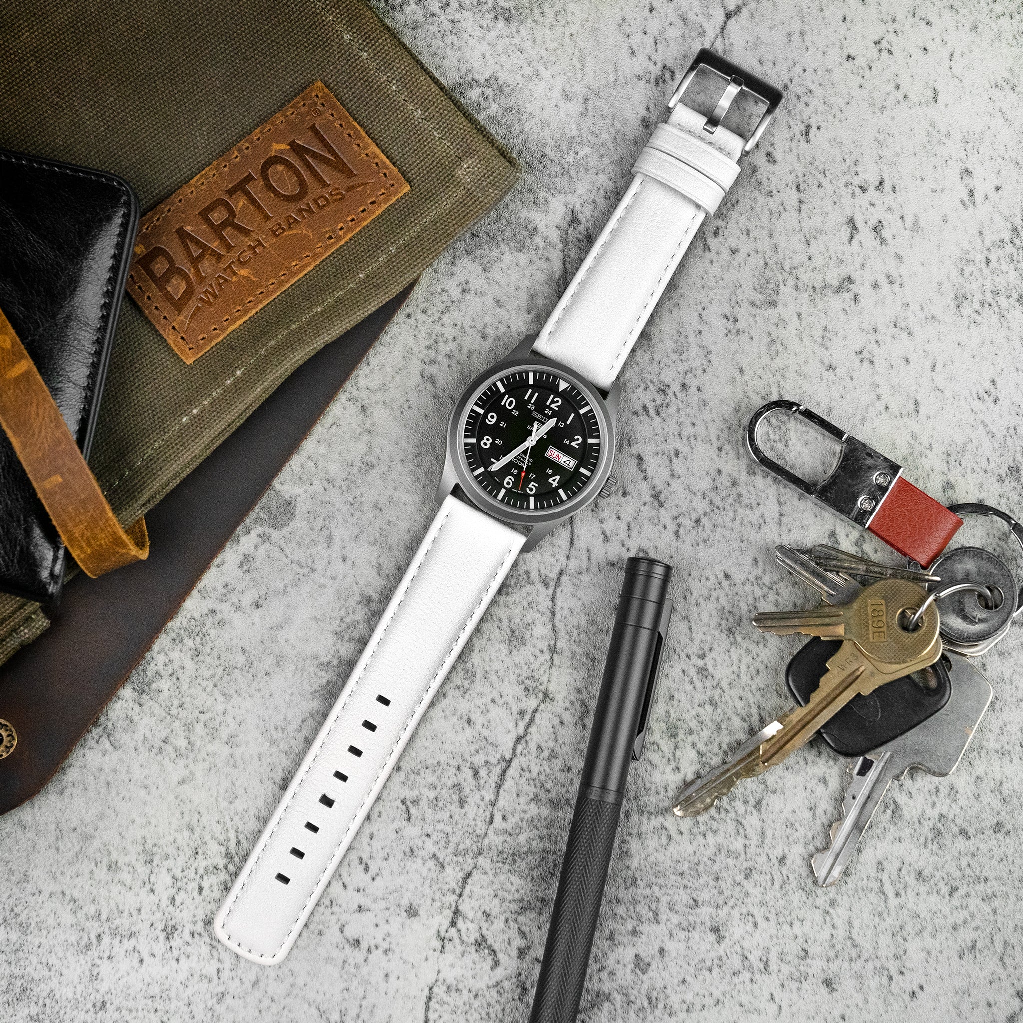 Fossil Q White Pittards Performance Leather White Stitching Watch Band - Image 6