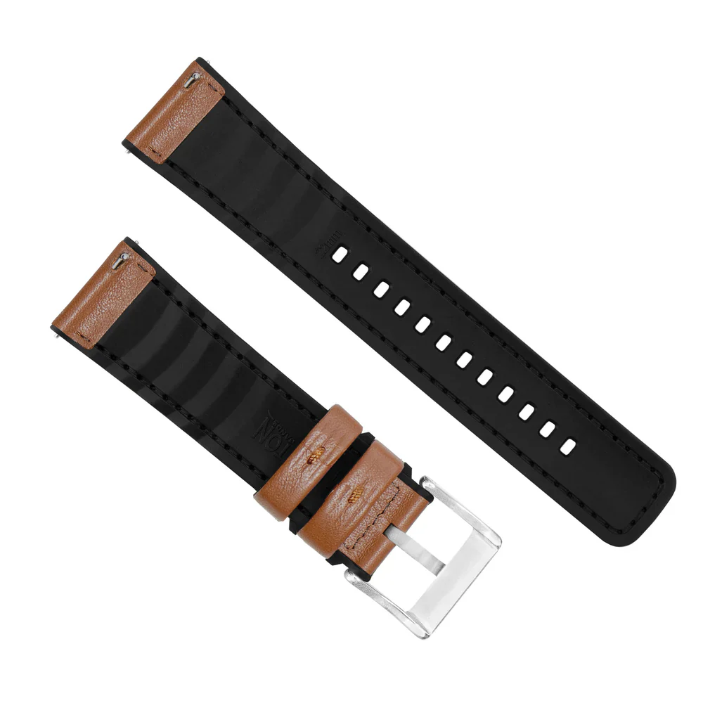 Garmin epix™ Pro (Gen 2) - Water Resistant Leather & Silicone Base Light Brown Watch Band - Image 4