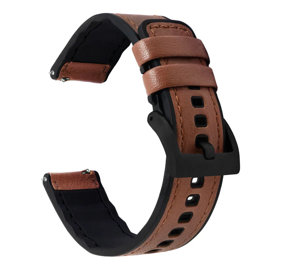 Garmin epix™ Pro (Gen 2) - Water Resistant Leather & Silicone Base Light Brown Watch Band - Image 7