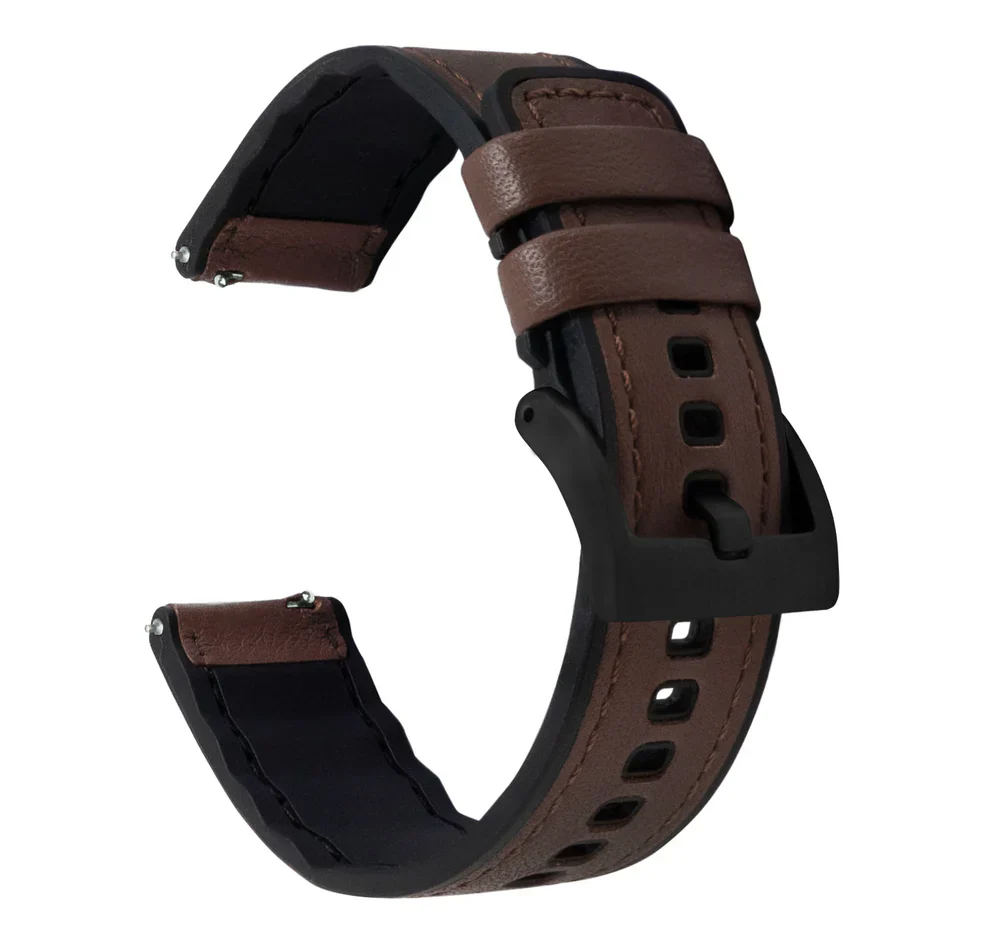 Garmin vívoactive® 5, 6, Trend, Sport - Water Resistant Leather & Silicone Base Dark Brown Watch Band - Image 5