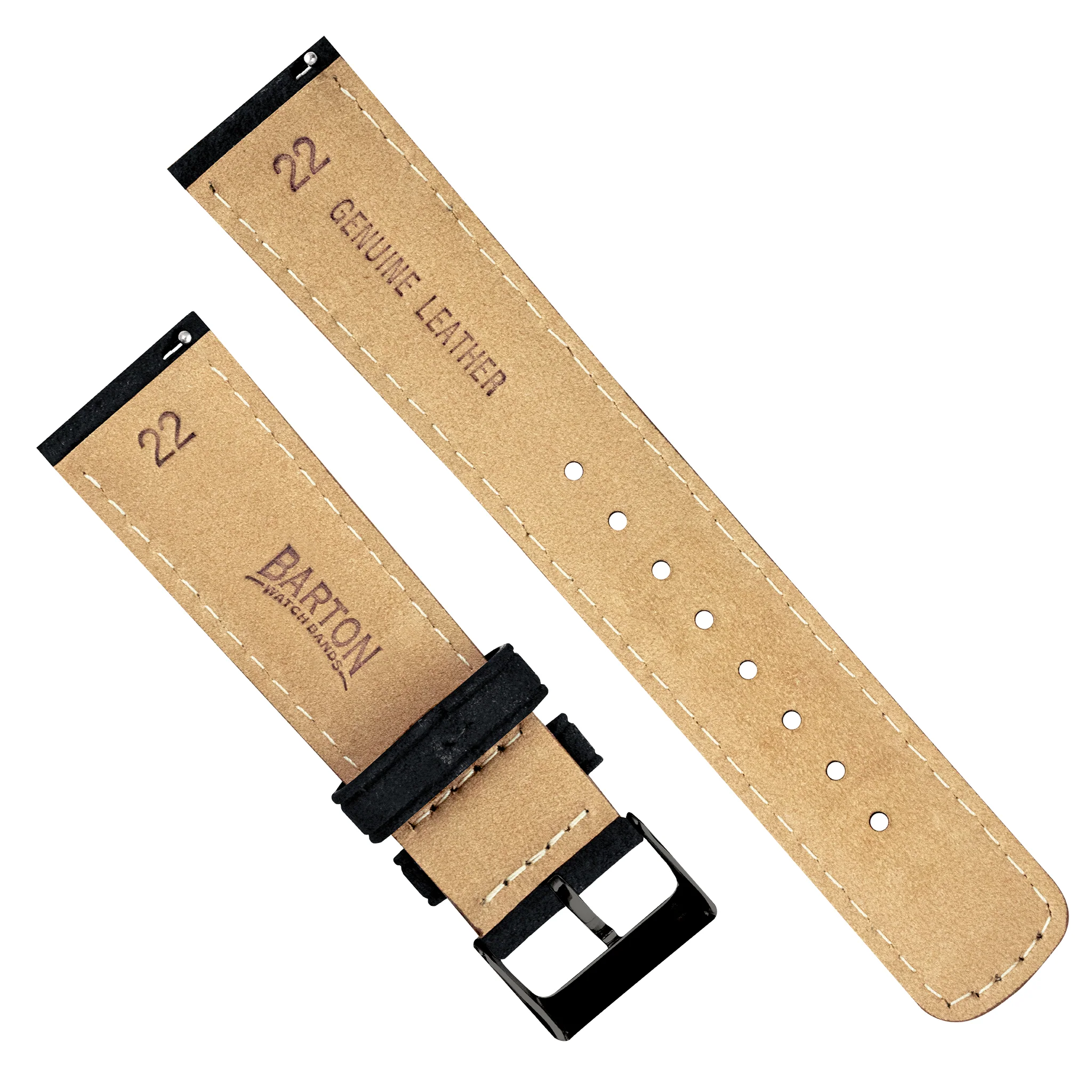 Gear S3 Classic Frontier Black Suede Beige Stitching Watch Band - Image 5