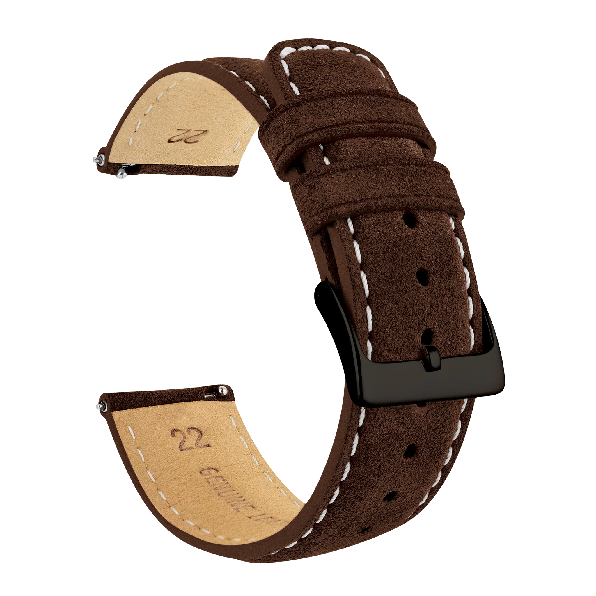 Gear S3 Classic Frontier Chocolate Brown Suede Beige Stitching Watch Band - Image 2