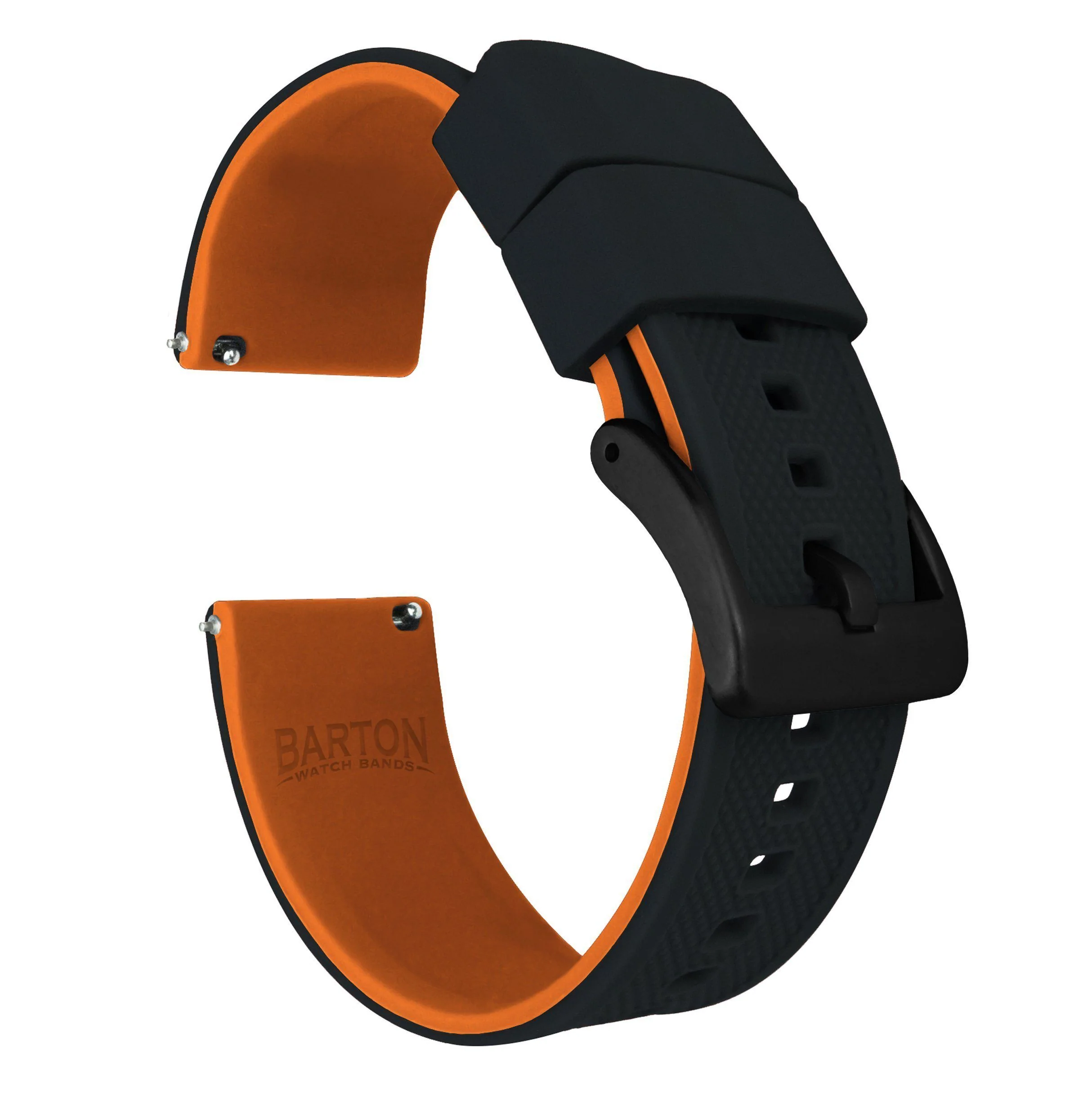 Gear S3 Classic Frontier Elite Silicone Black Top Pumpkin Orange Bottom Watch Band - Image 2