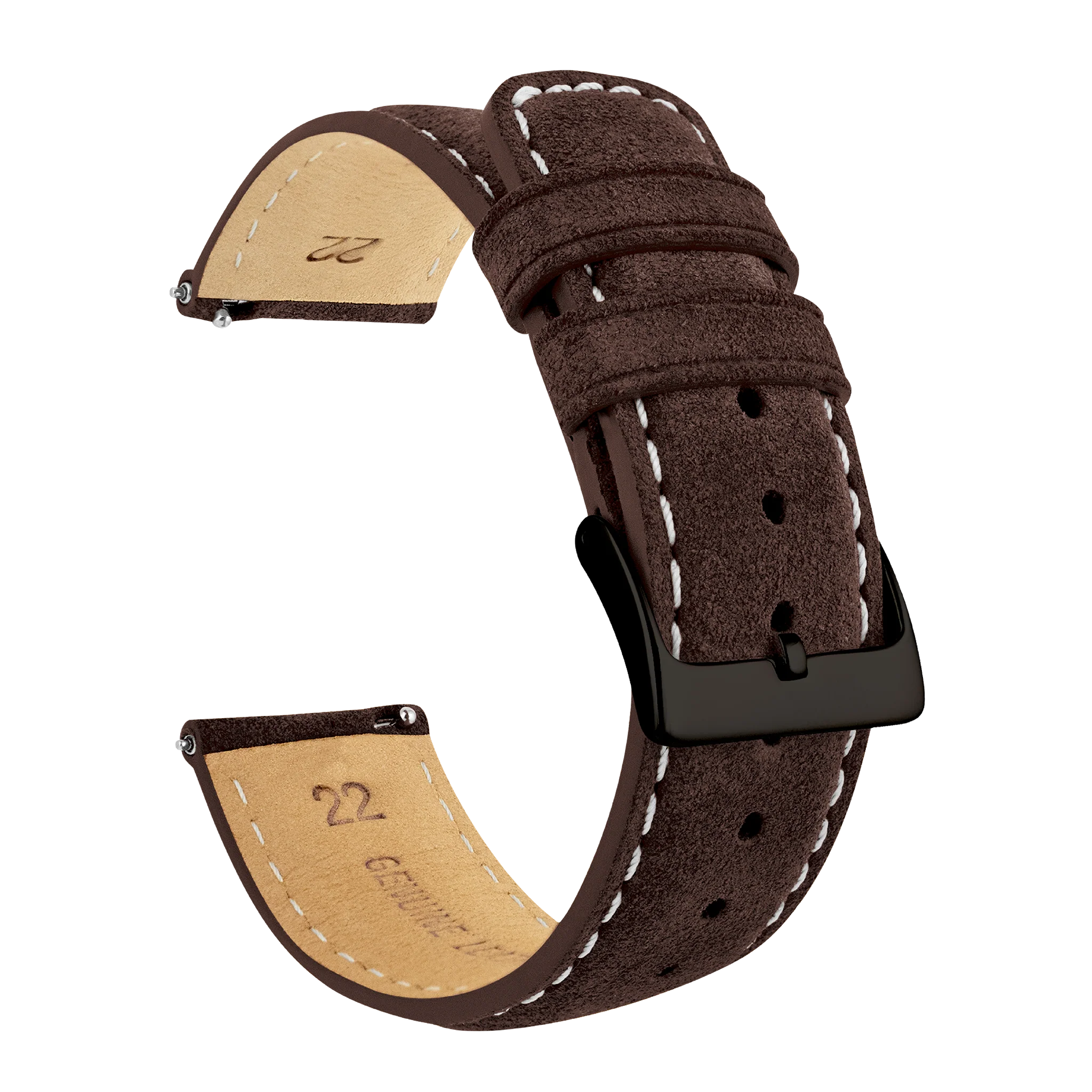 Gear S3 Classic Frontier Root Brown Suede Beige Stitching Watch Band - Image 2