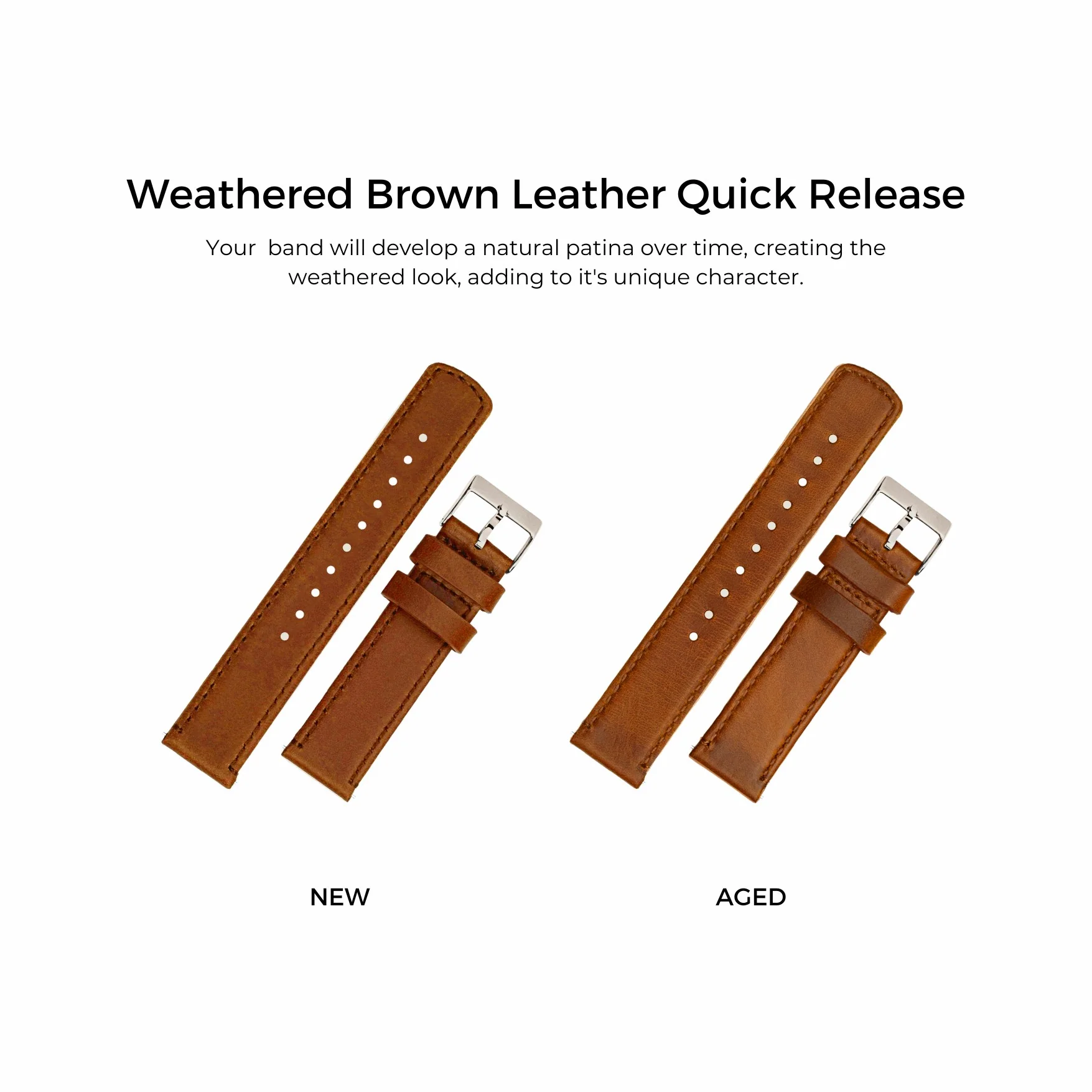 Gear Sport Weathered Brown Leather Watch Band - Image 2