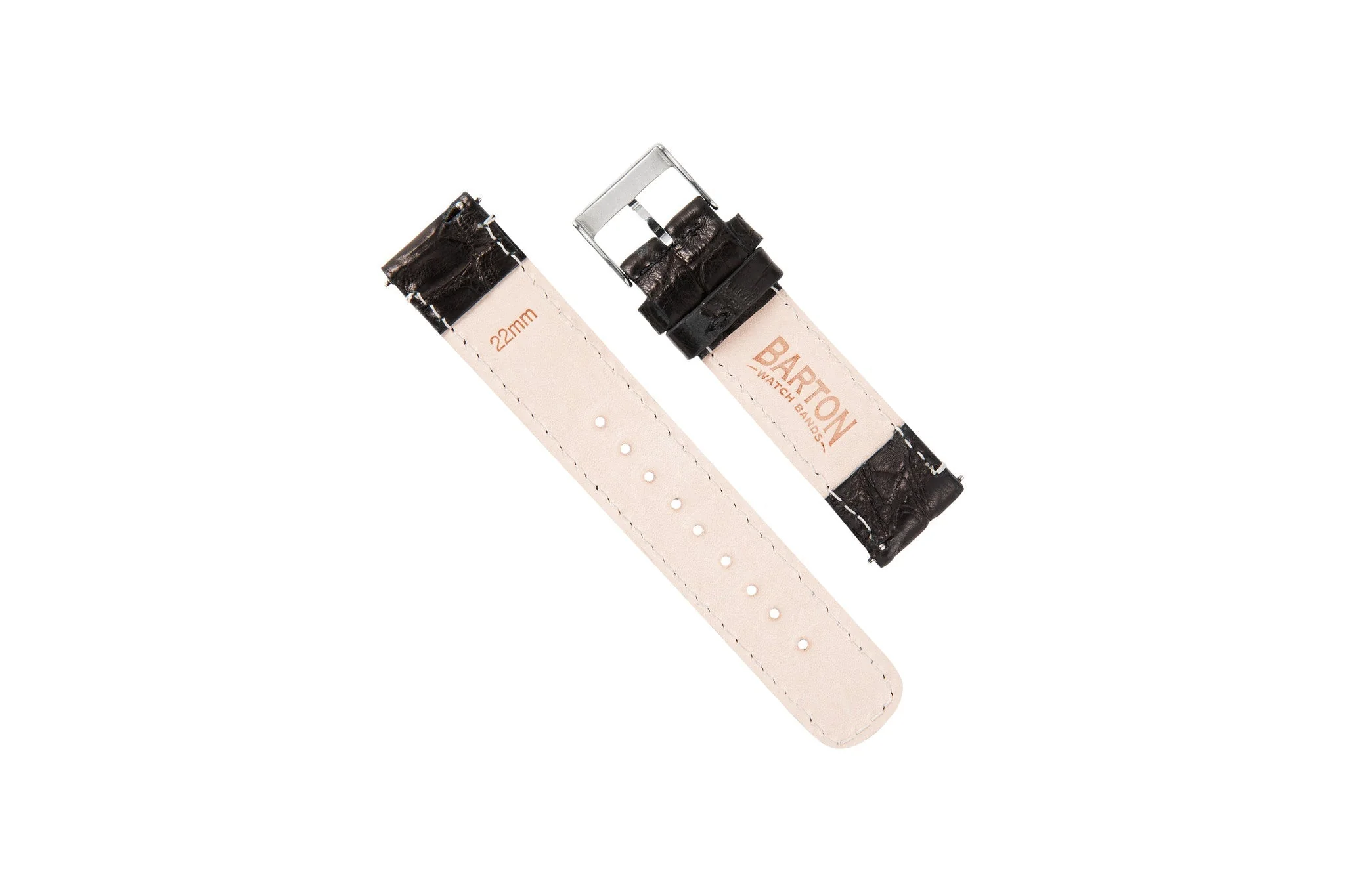 Genuine Alligator Black Leather Watch Band, Made in USA - Grand Seiko (20mm) - Image 2