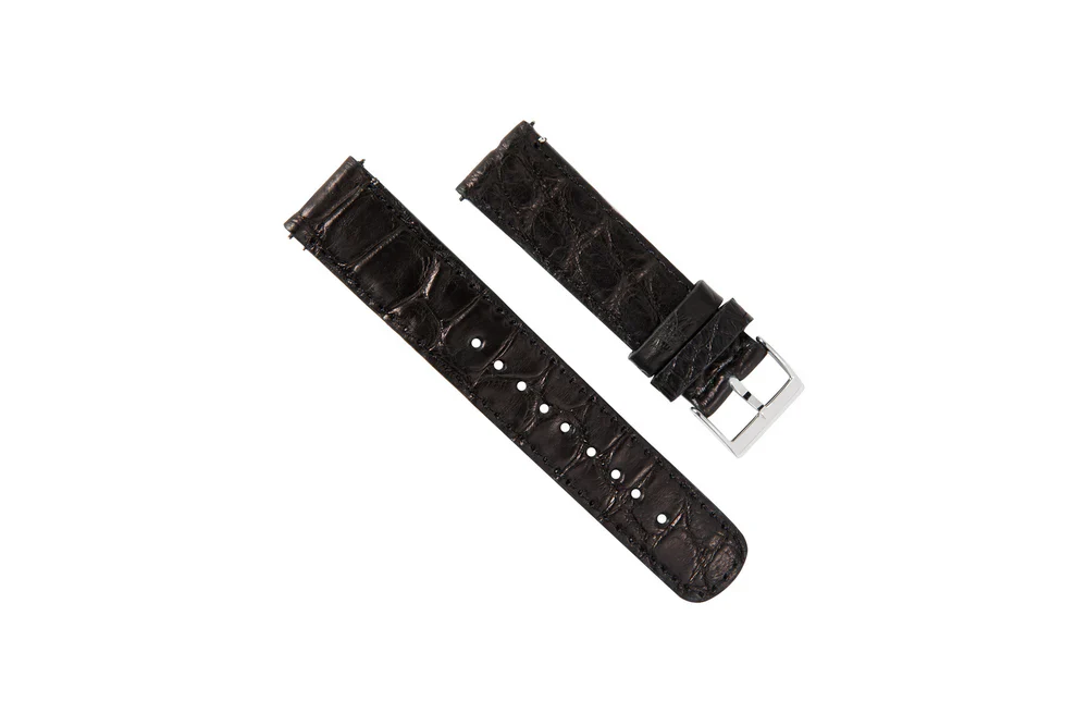 Apple Watch Genuine Alligator Black Leather Watch Band, Made in USA - Image 2