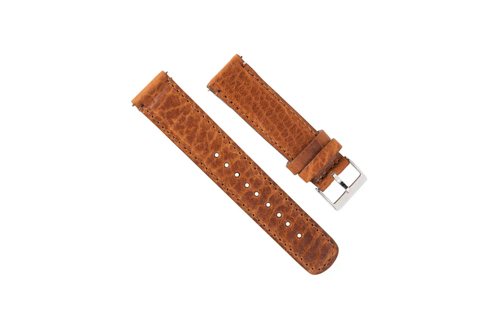 Genuine Bison Brown Leather Watch Band, Made in USA - Omega Seamaster (20mm)