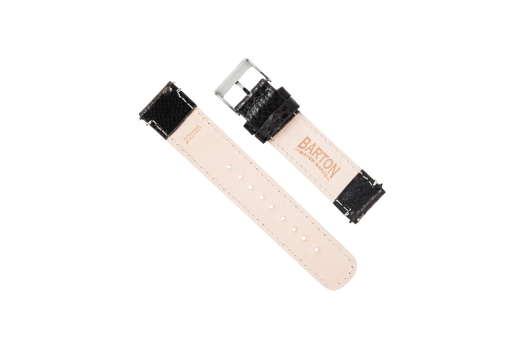 Genuine Snakeskin Black Leather Watch Band, Crafted in the USA - Tudor Black Bay 58 & Pro (20mm) - Image 3