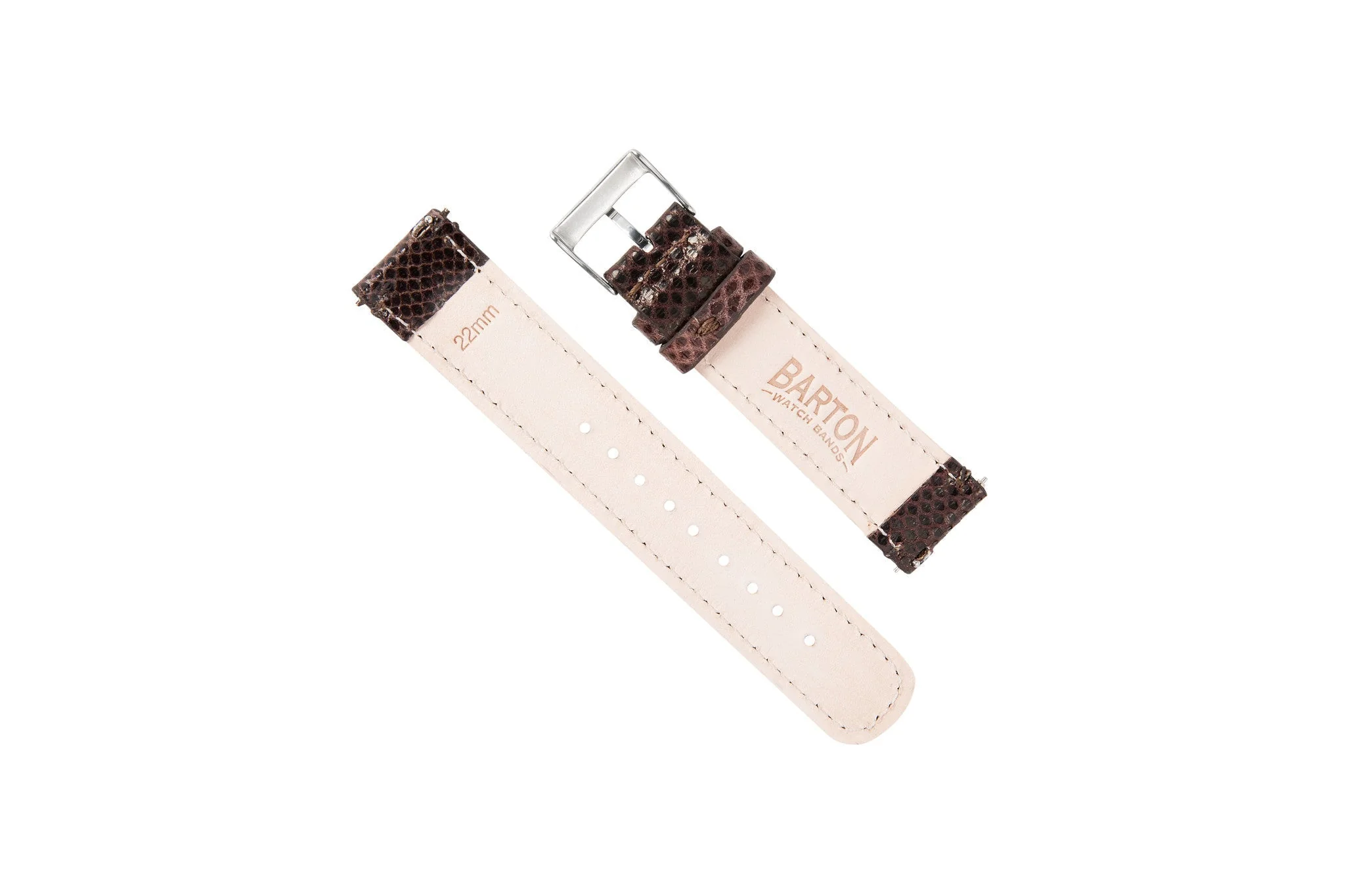 Genuine Snakeskin Brown Leather Watch Band, Crafted in the USA - Omega Seamaster (20mm) - Image 2