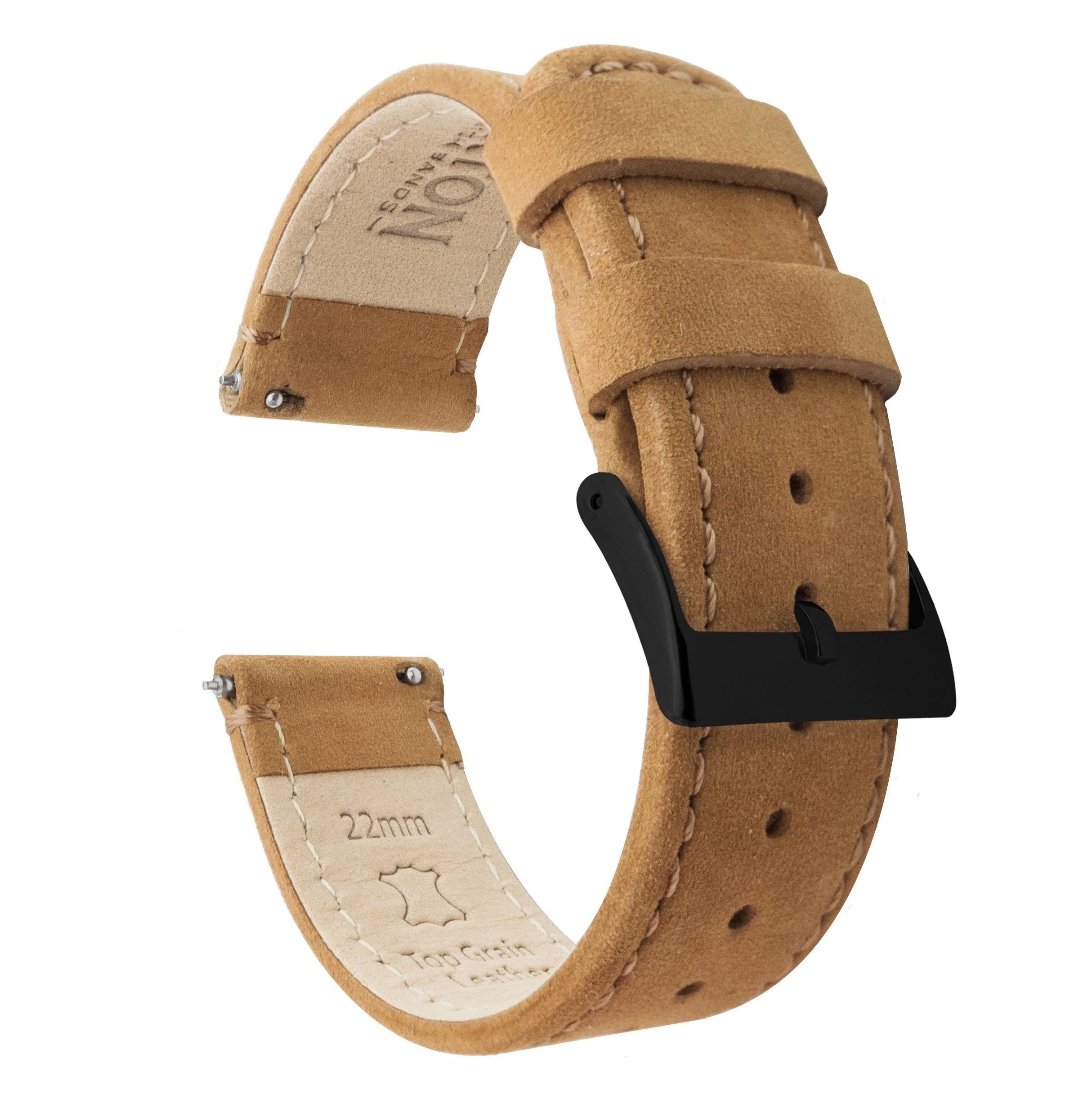 Gingerbread Brown Leather Quick Release Watch Band - Image 8