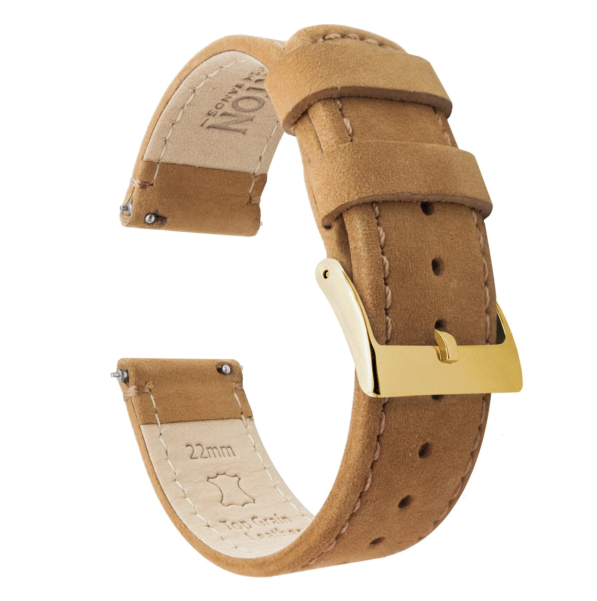Gingerbread Brown Leather Quick Release Watch Band - Image 9