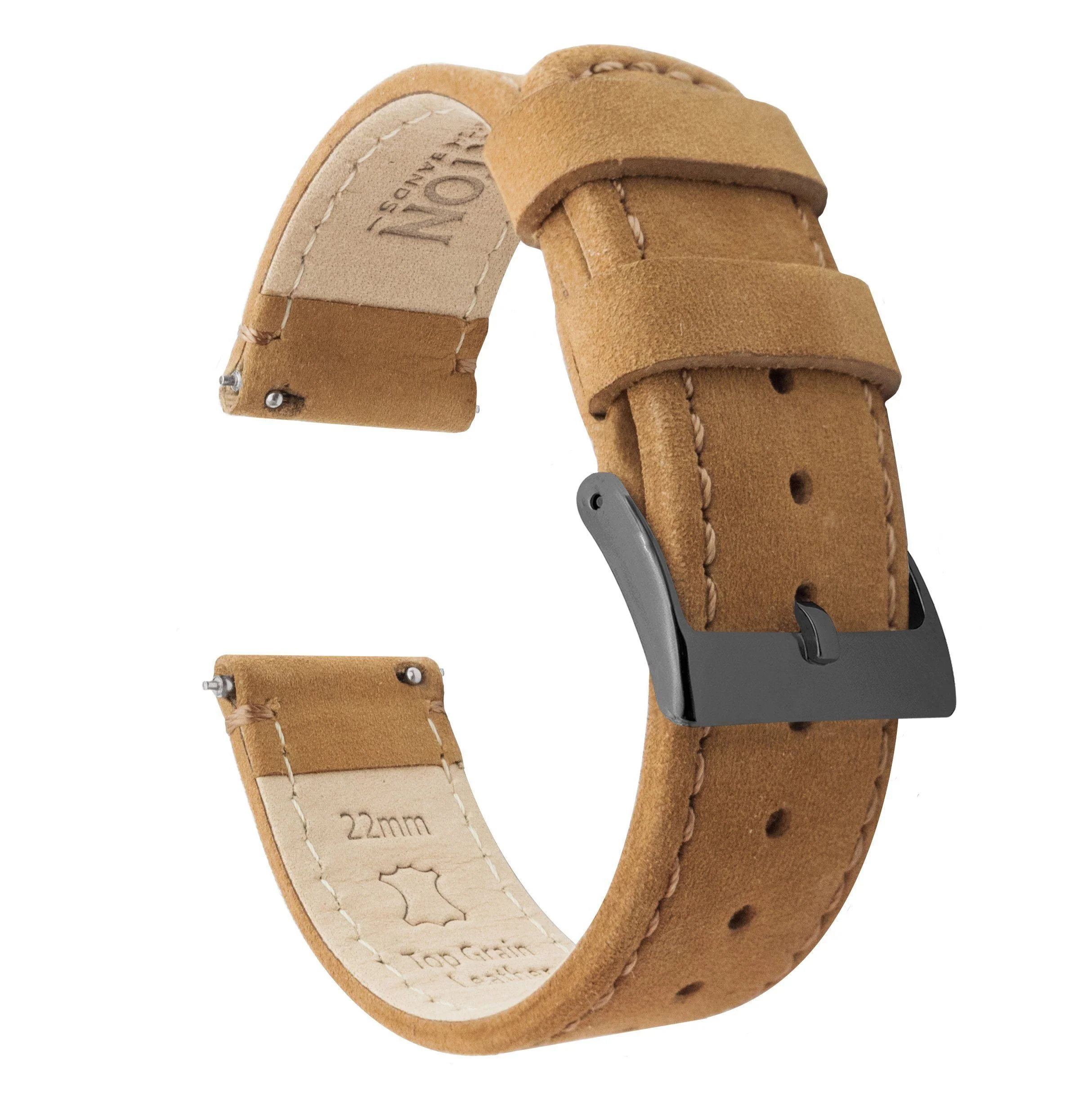 Gingerbread Brown Leather Quick Release Watch Band - Image 10