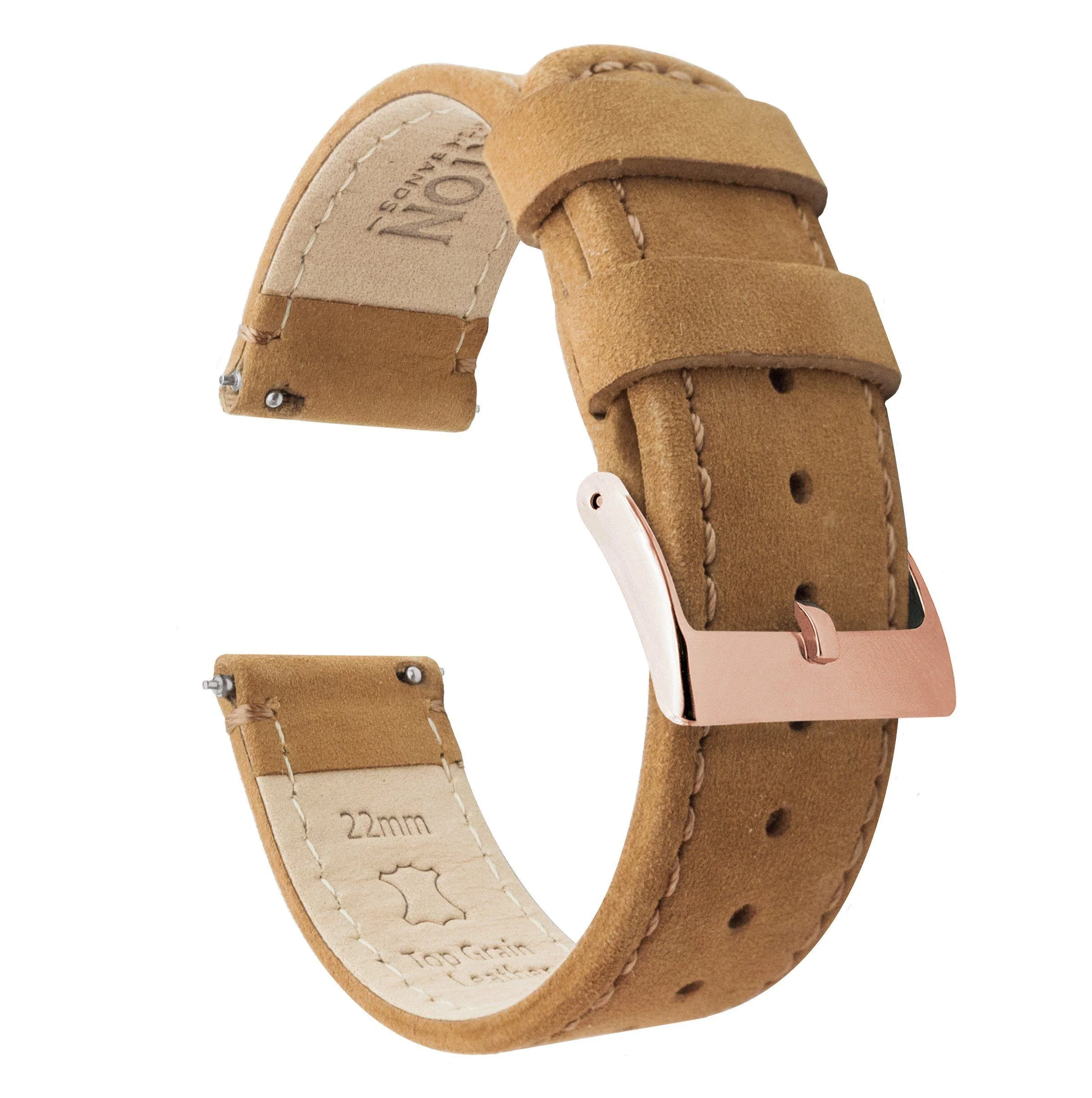 Gingerbread Brown Leather Quick Release Watch Band - Image 11