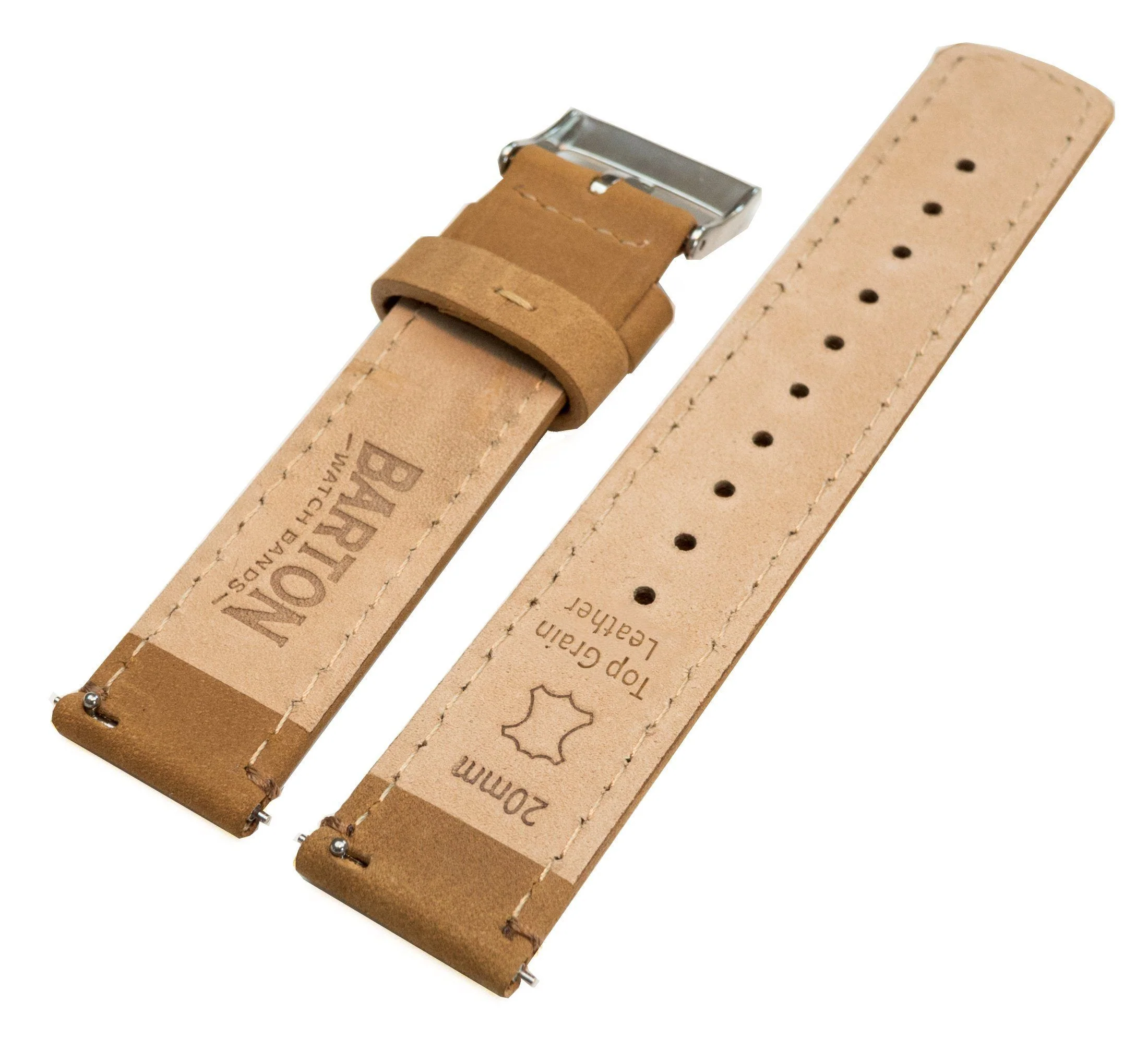 Gingerbread Brown Leather Quick Release Watch Band - Image 4