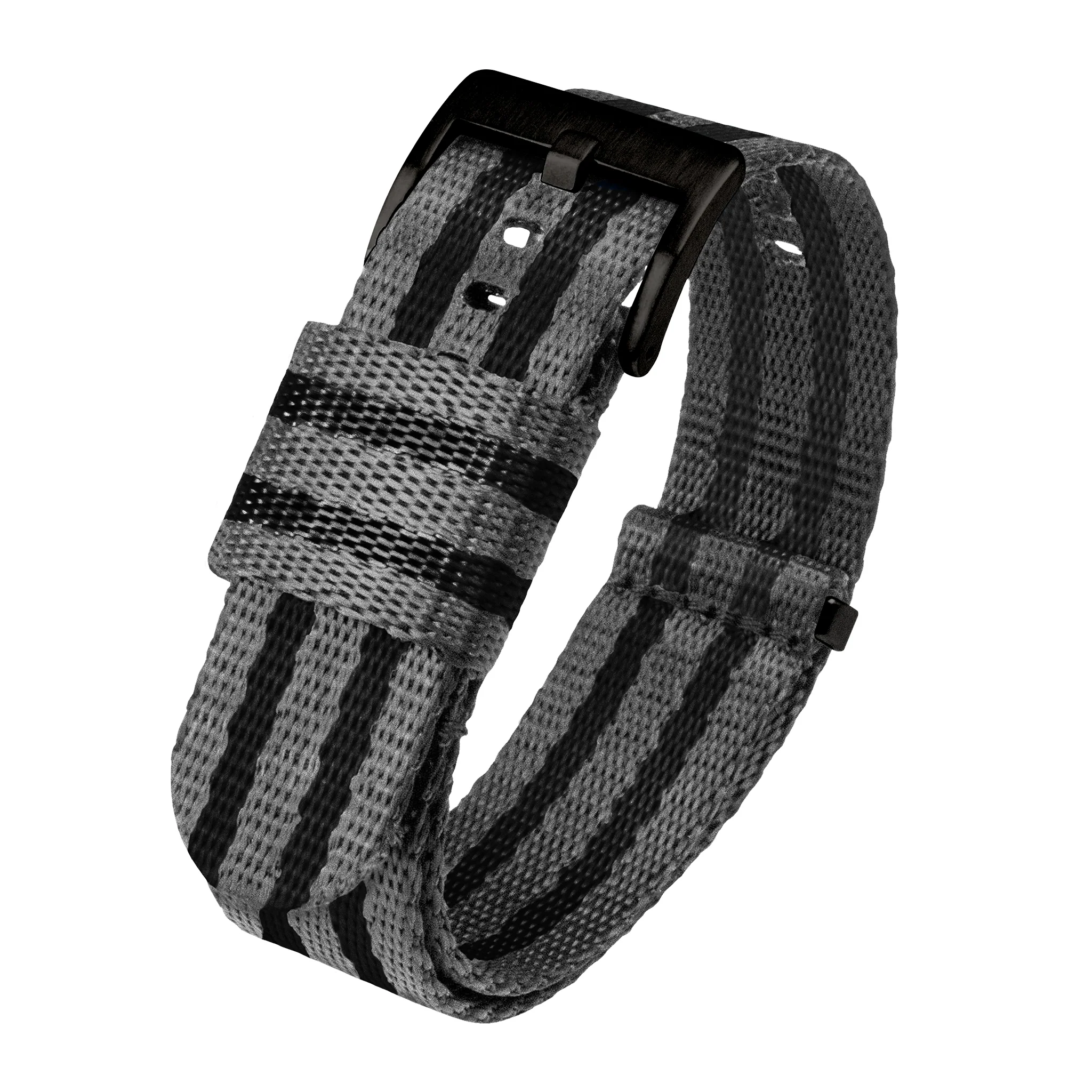 Grey With Black Stripes Elite Nylon NATO® style Watch Band - Image 3