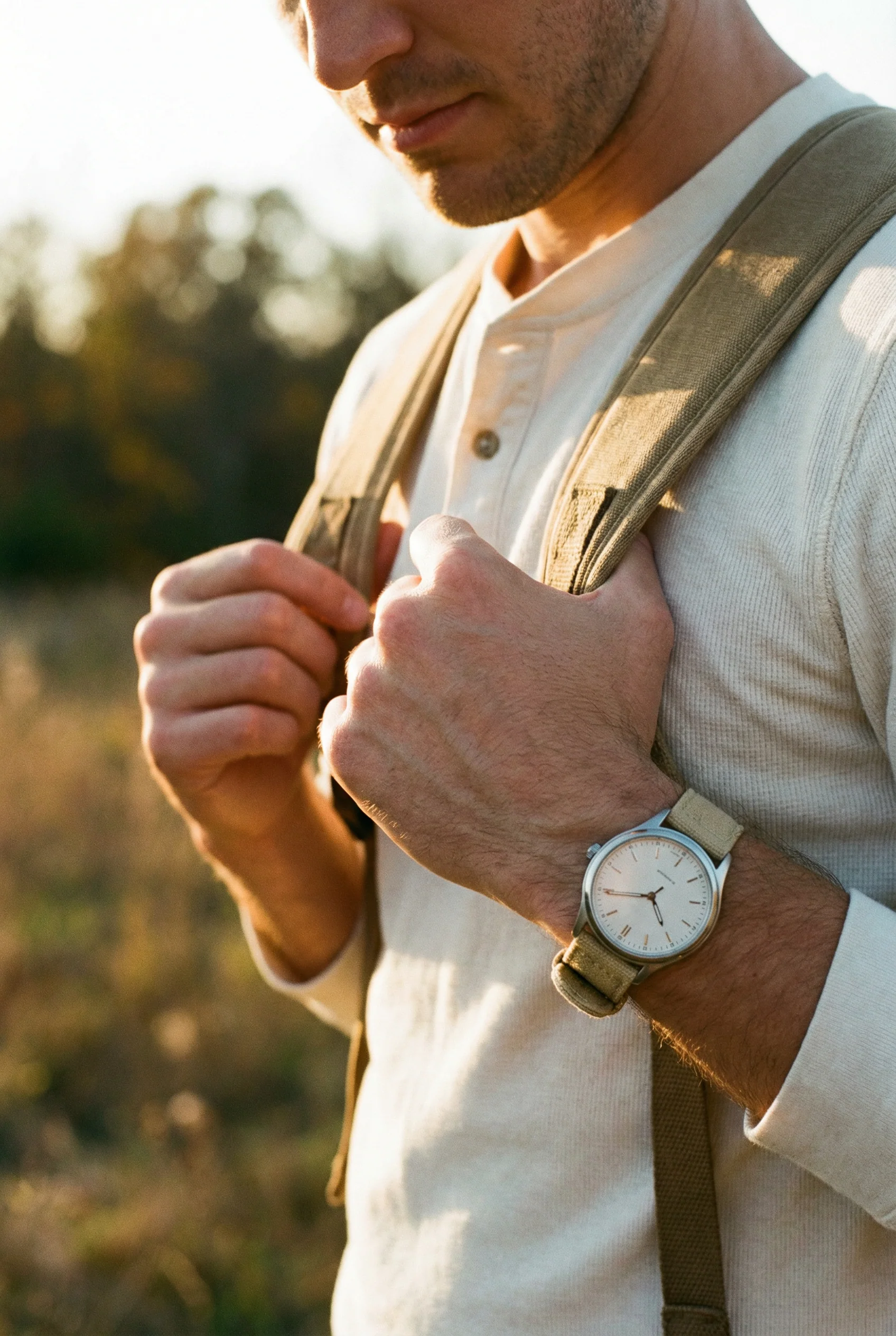 Khaki Crafted Canvas Watch Band - Image 4