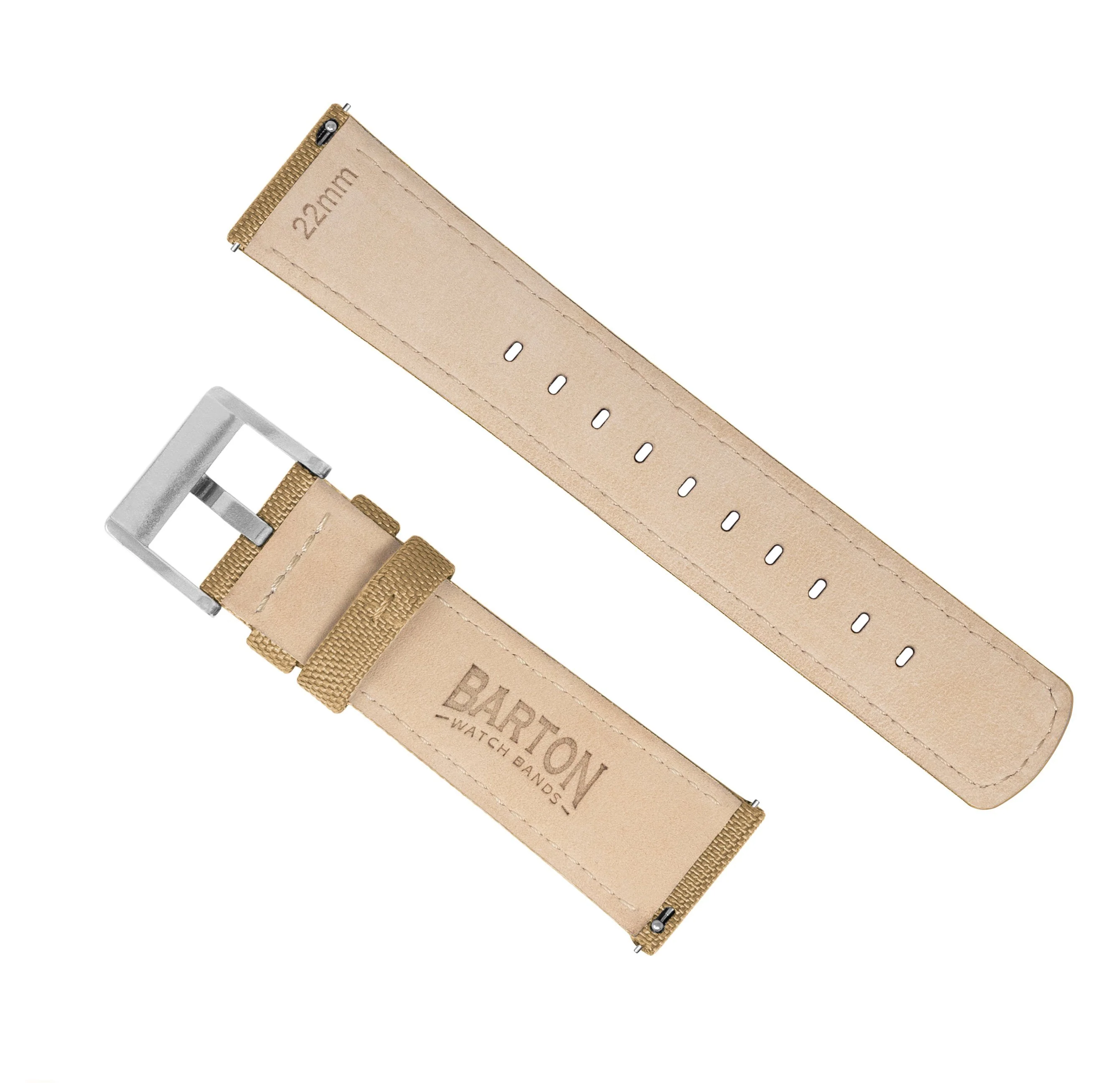 Khaki Tan Sailcloth Quick Release Watch Band - Image 3