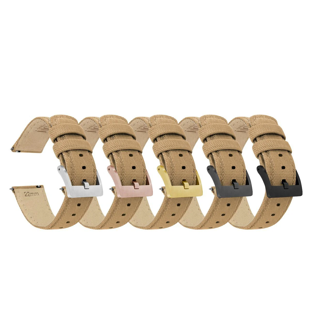 Khaki Tan Sailcloth Quick Release Watch Band - Image 4