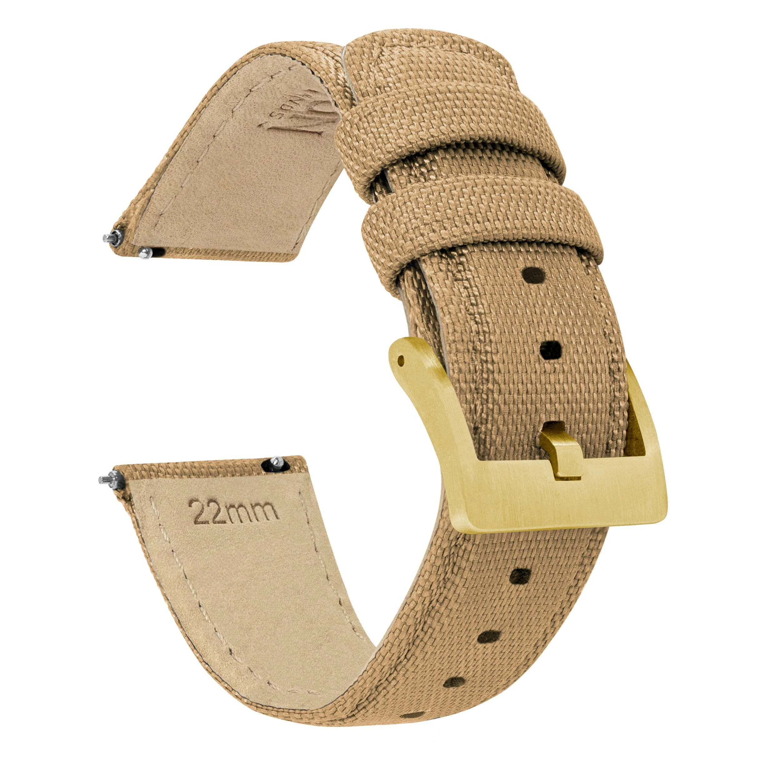 Khaki Tan Sailcloth Quick Release Watch Band - Image 7