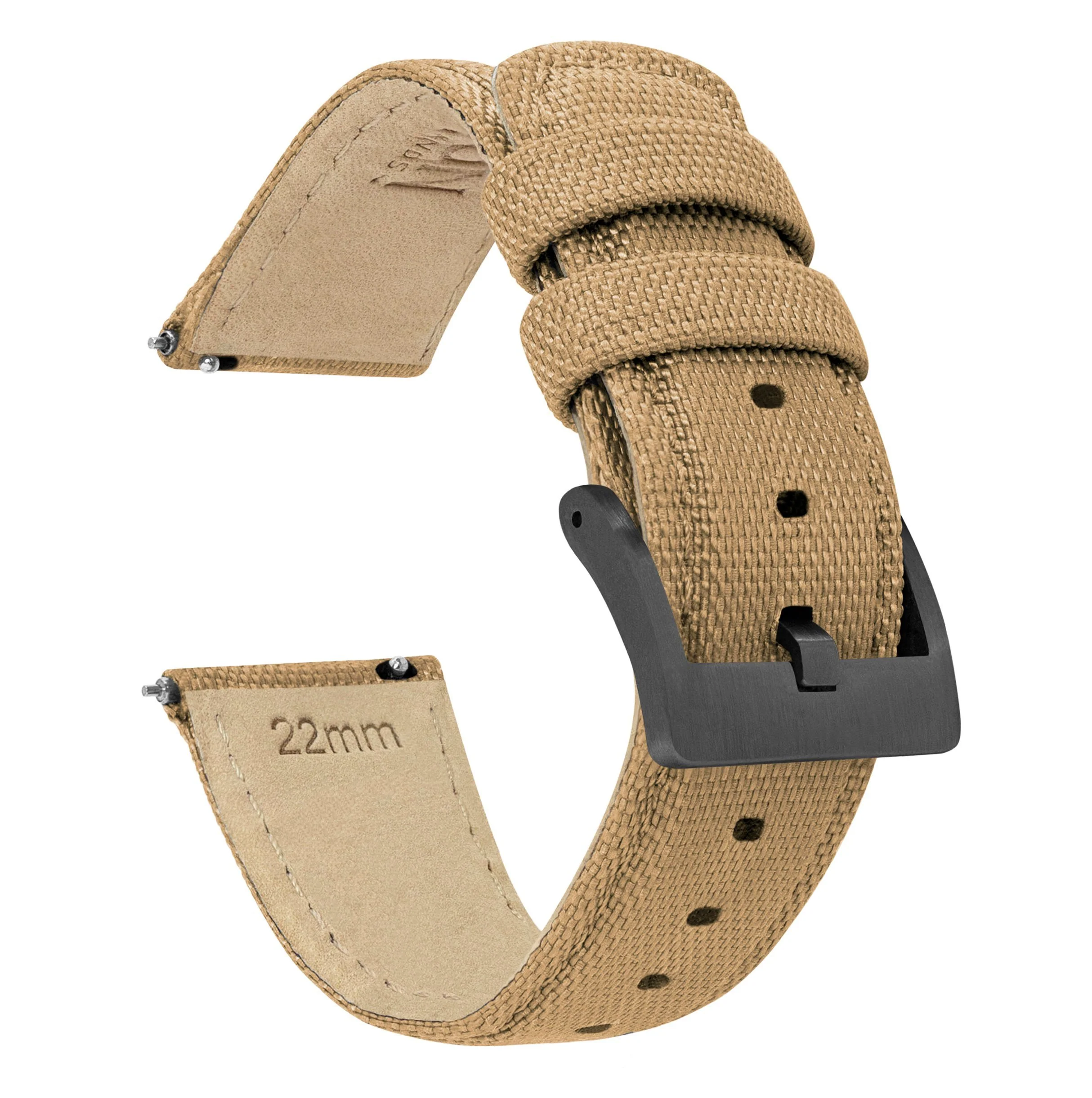 Khaki Tan Sailcloth Quick Release Watch Band - Image 8