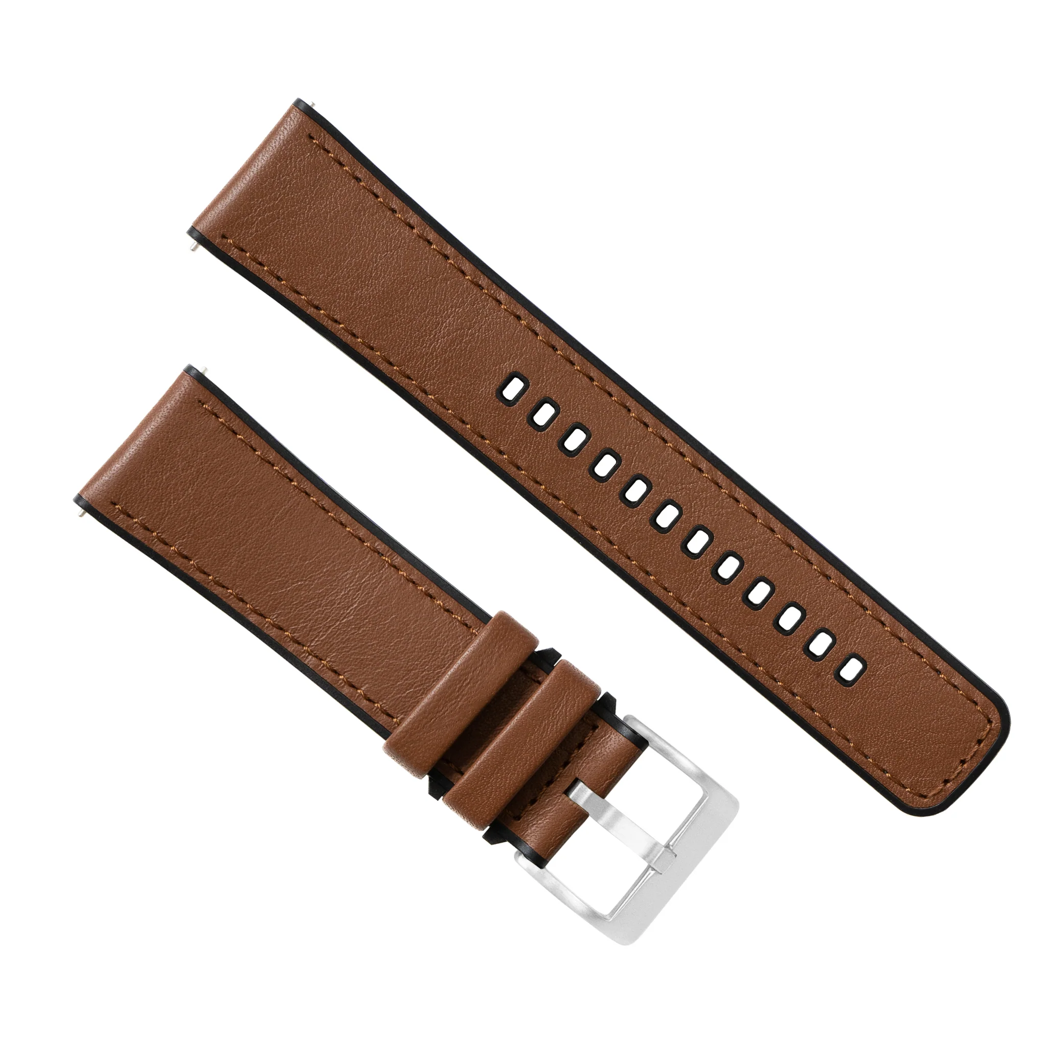 Light Brown Pittards Water Resistant Leather Silicone Base Watch Band - Image 4