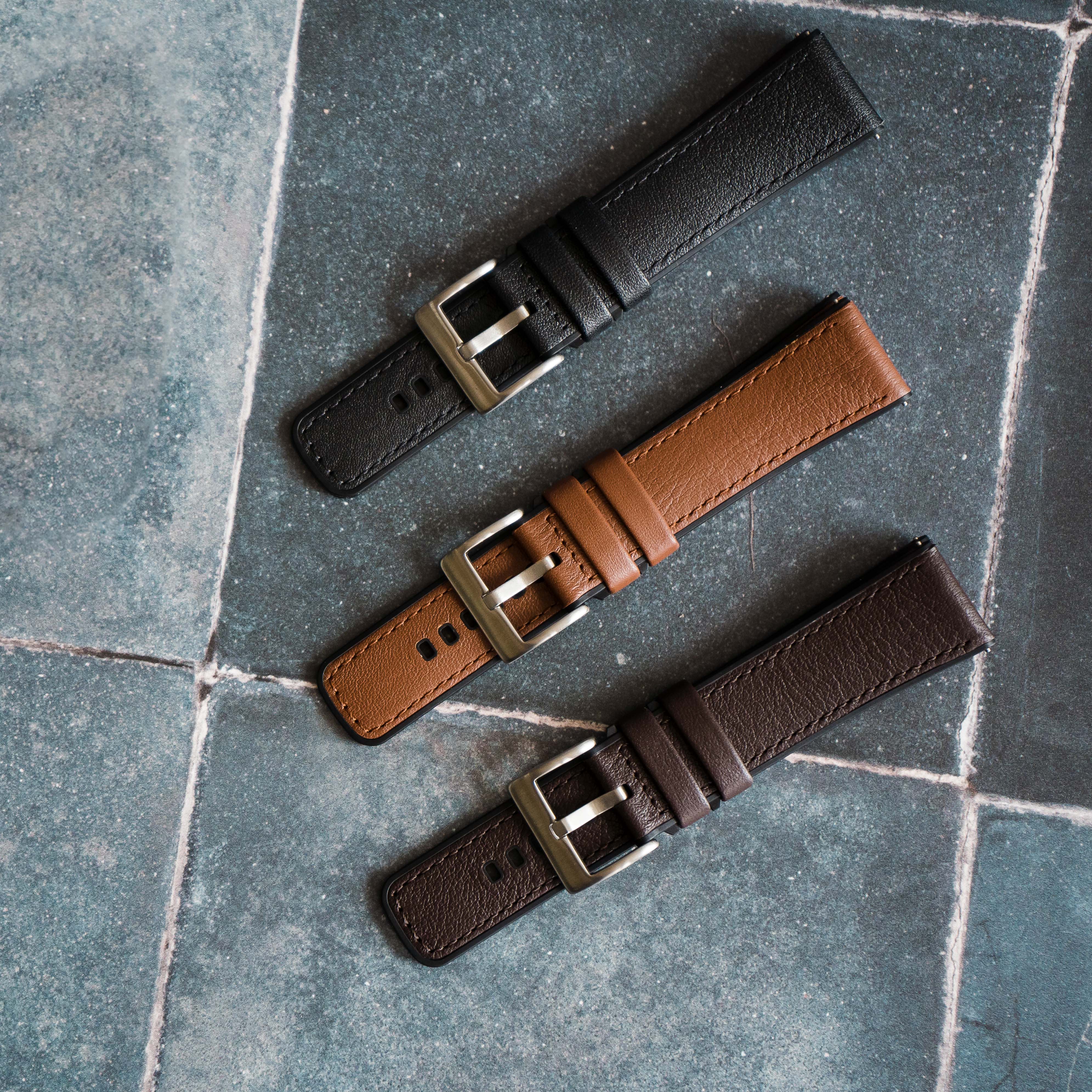 Light Brown Pittards Water Resistant Leather Silicone Base Watch Band - Image 7