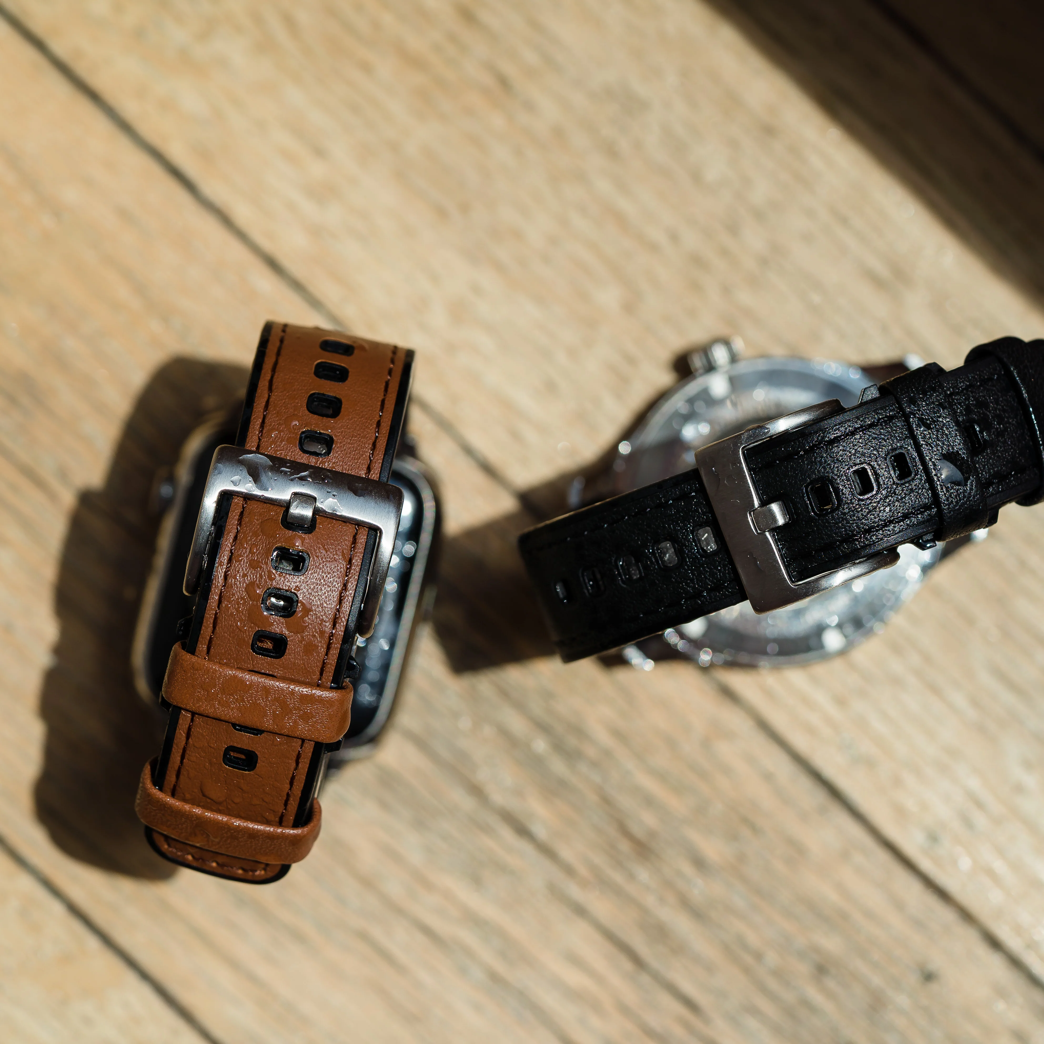 Light Brown Pittards Water Resistant Leather Silicone Base Watch Band - Image 9