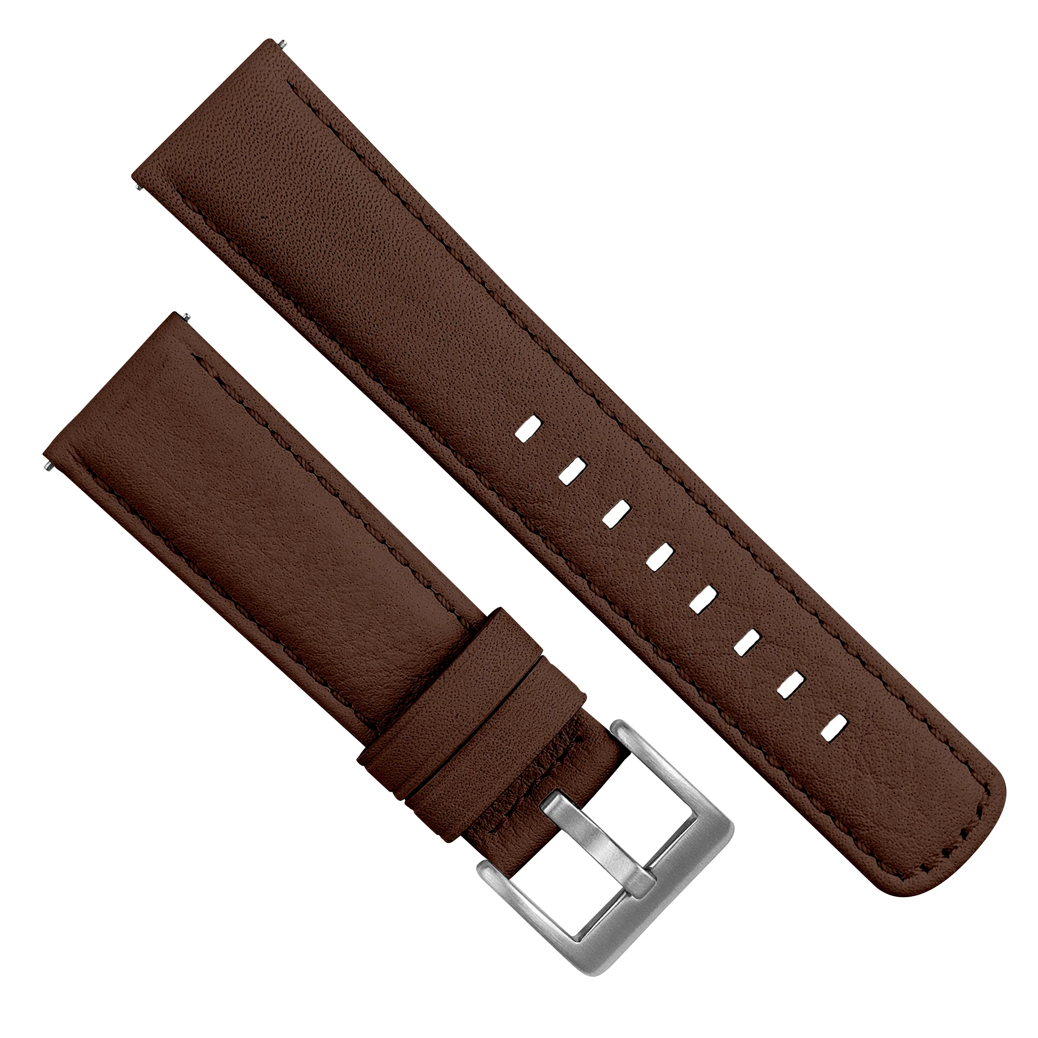 Light Brown Water Resistant Leather Brown Stitching Watch Band - Image 4