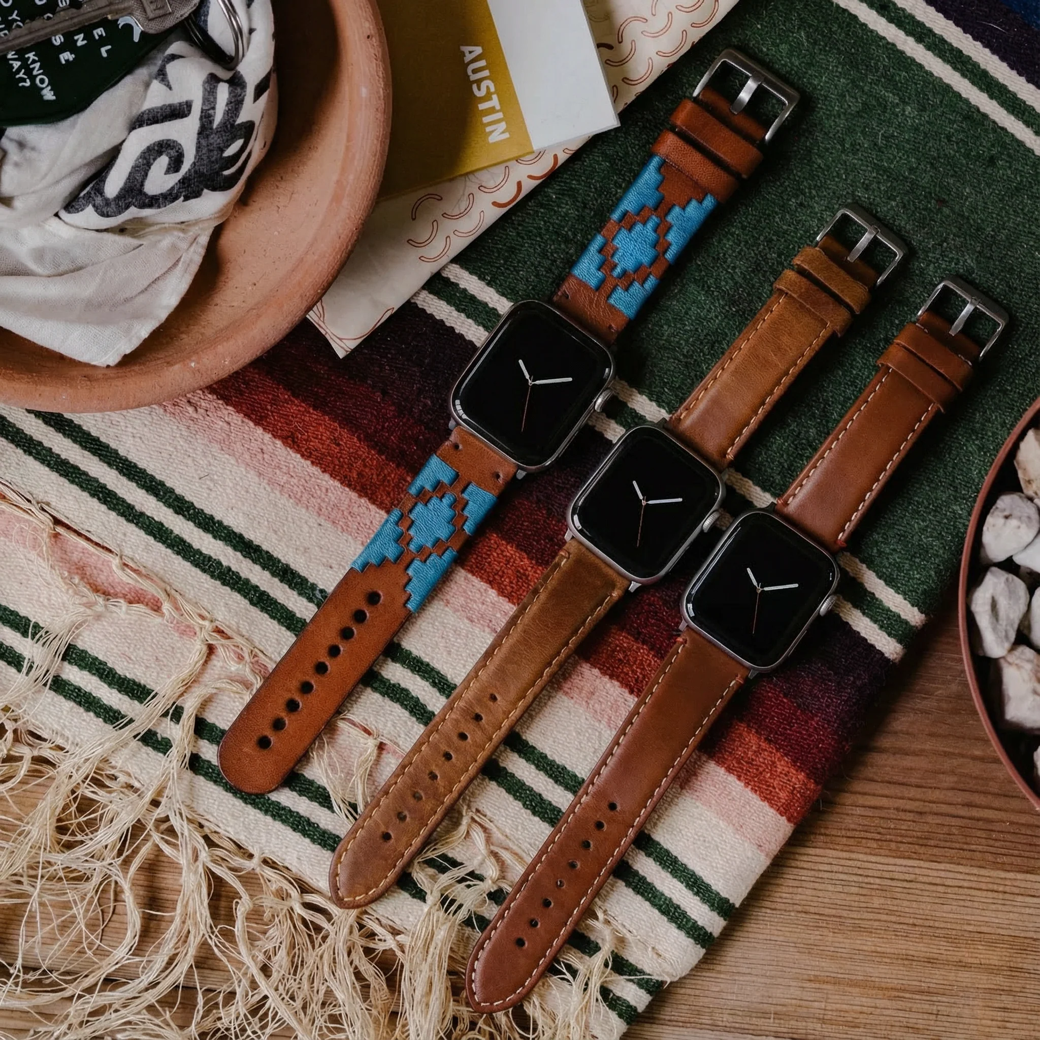 Maverick Apple Watch Brown Leather Strap Bundle | 3 Watch Bands - Image 2
