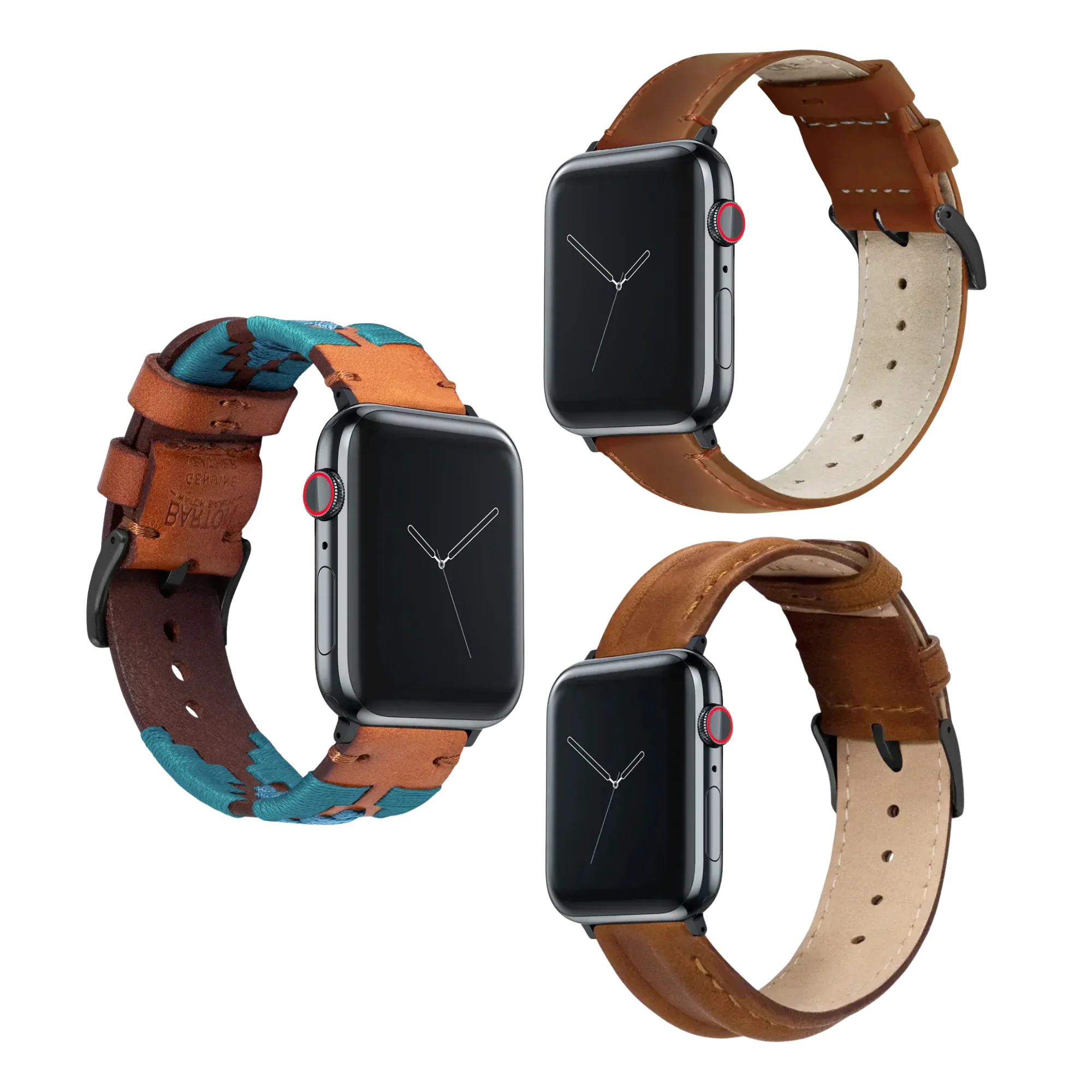 Maverick Apple Watch Brown Leather Strap Bundle | 3 Watch Bands - Image 3
