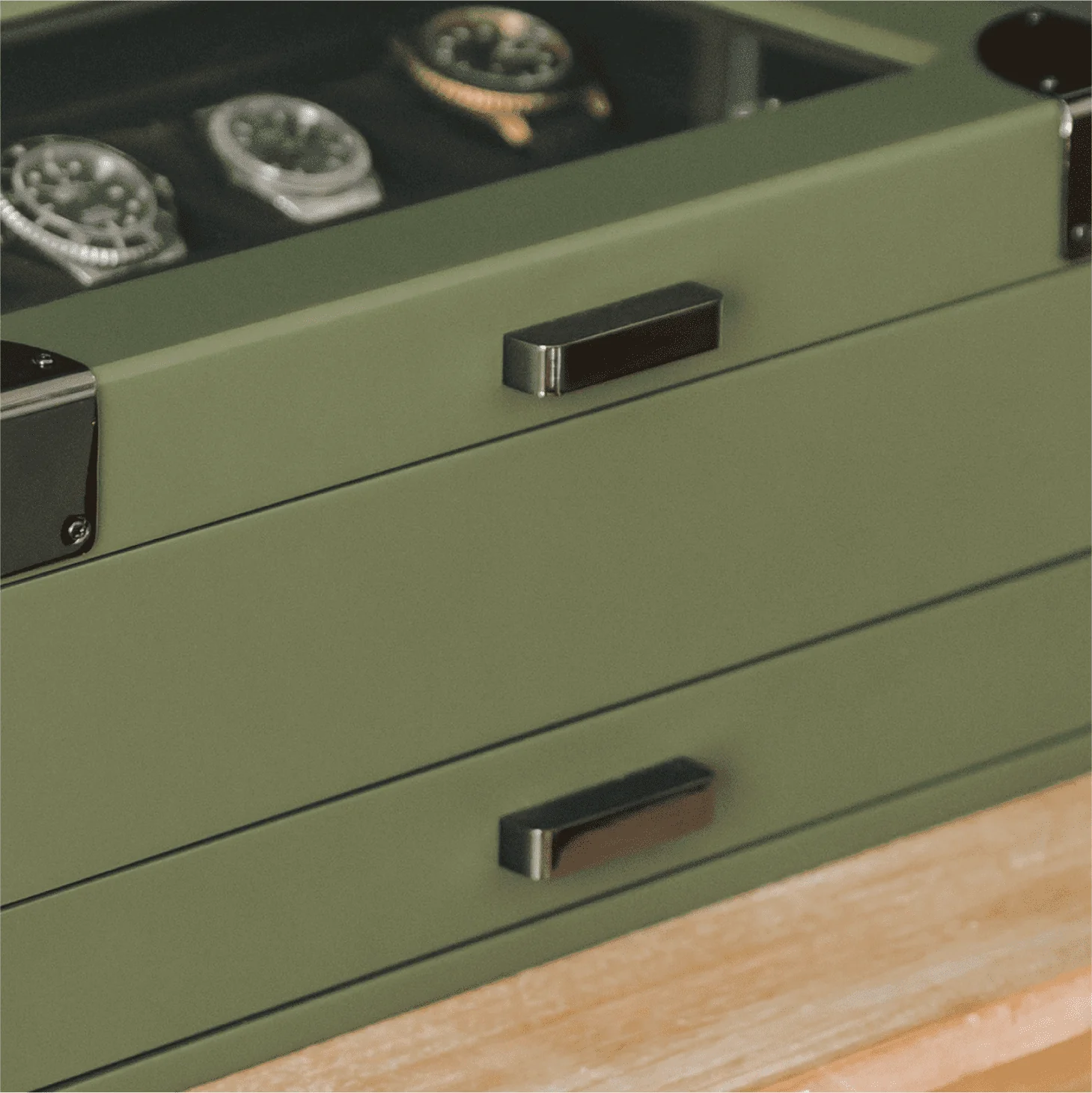 10-Slot Green Watch Box with Modular Storage & Accessory Drawer - Image 10