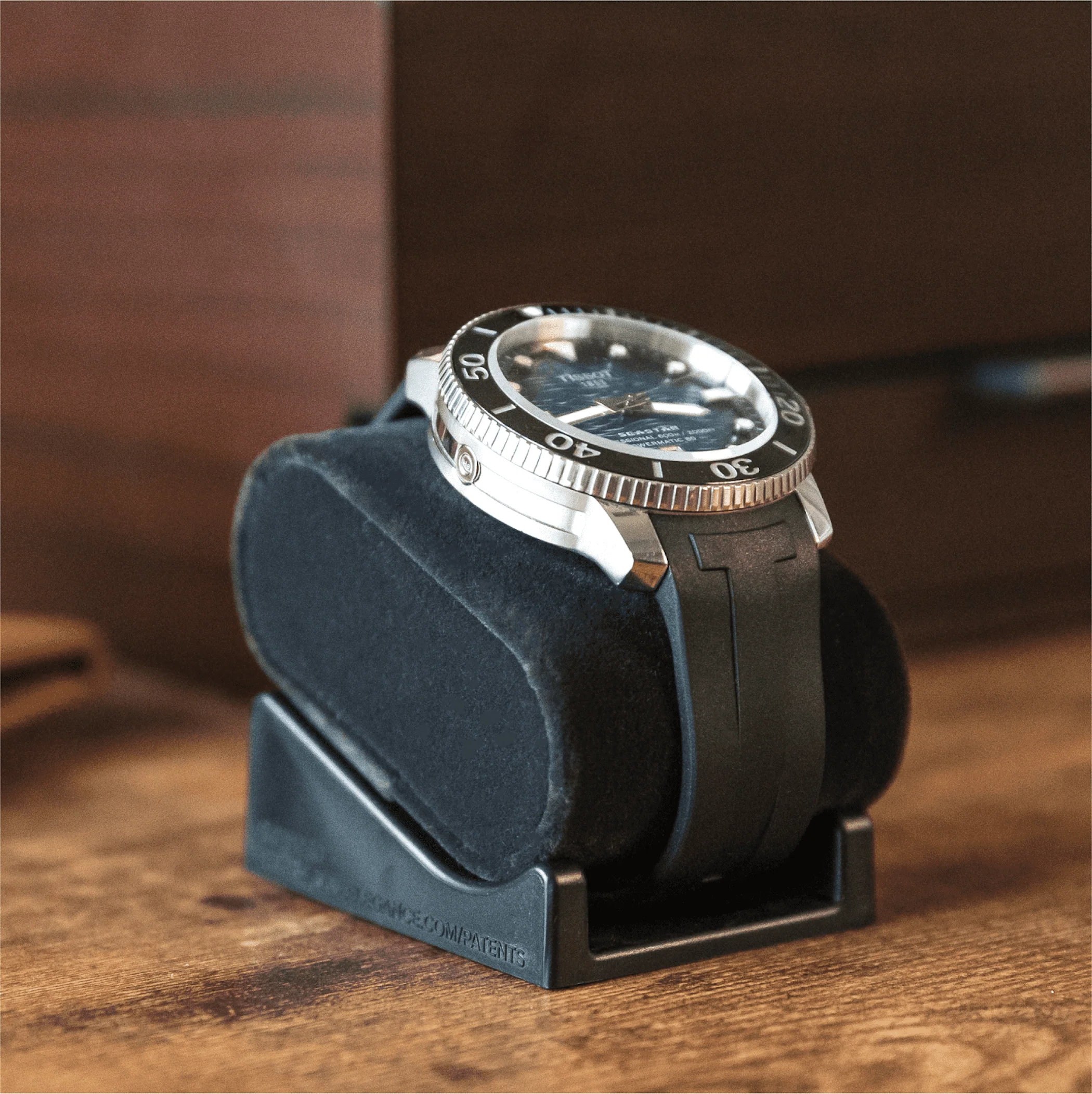 8-Slot Brown Watch Display Box with Velvet Lining and Glass Top - Image 7