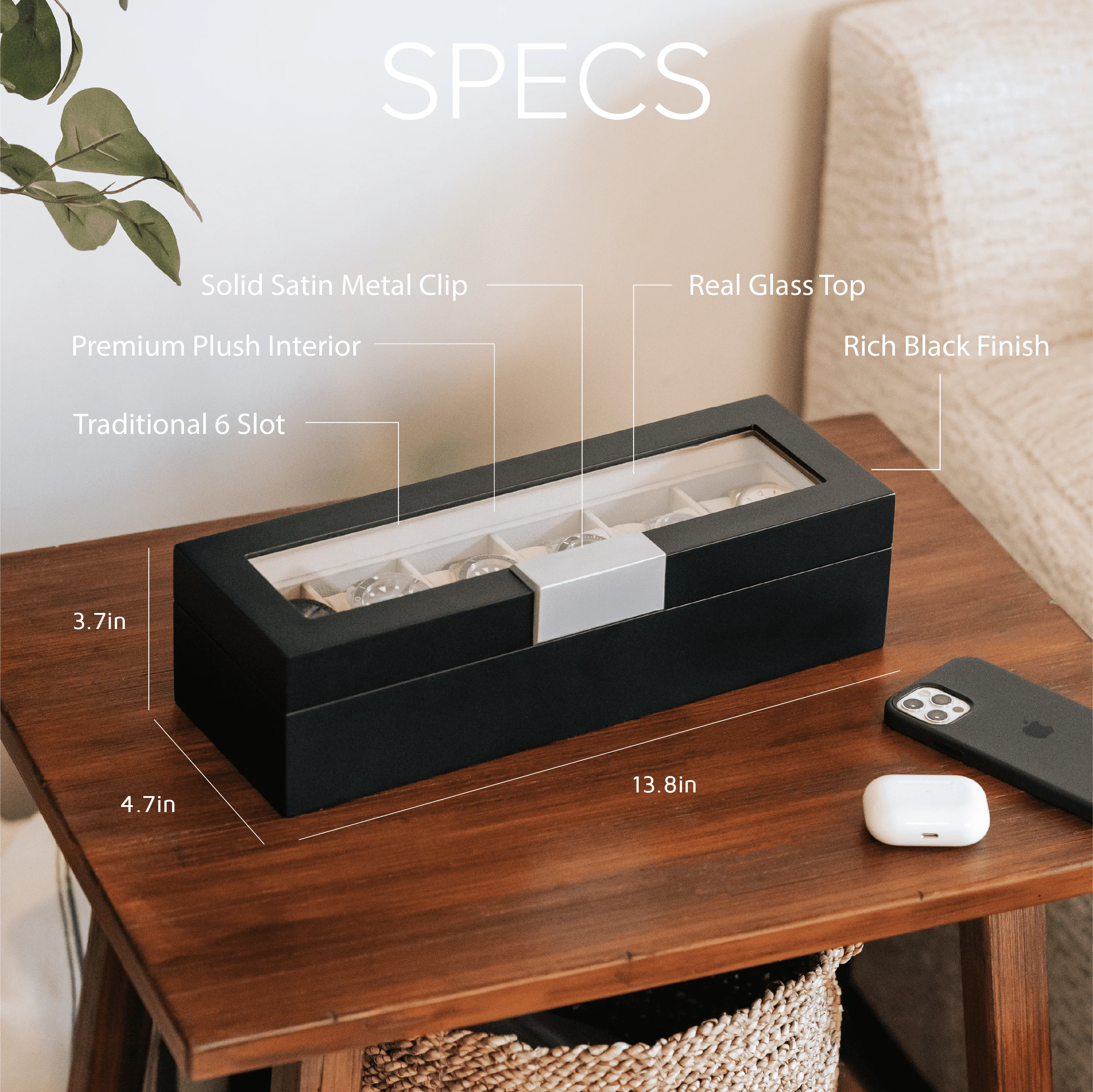 Modern Clip Watch Box - 6 Slot - Image 3