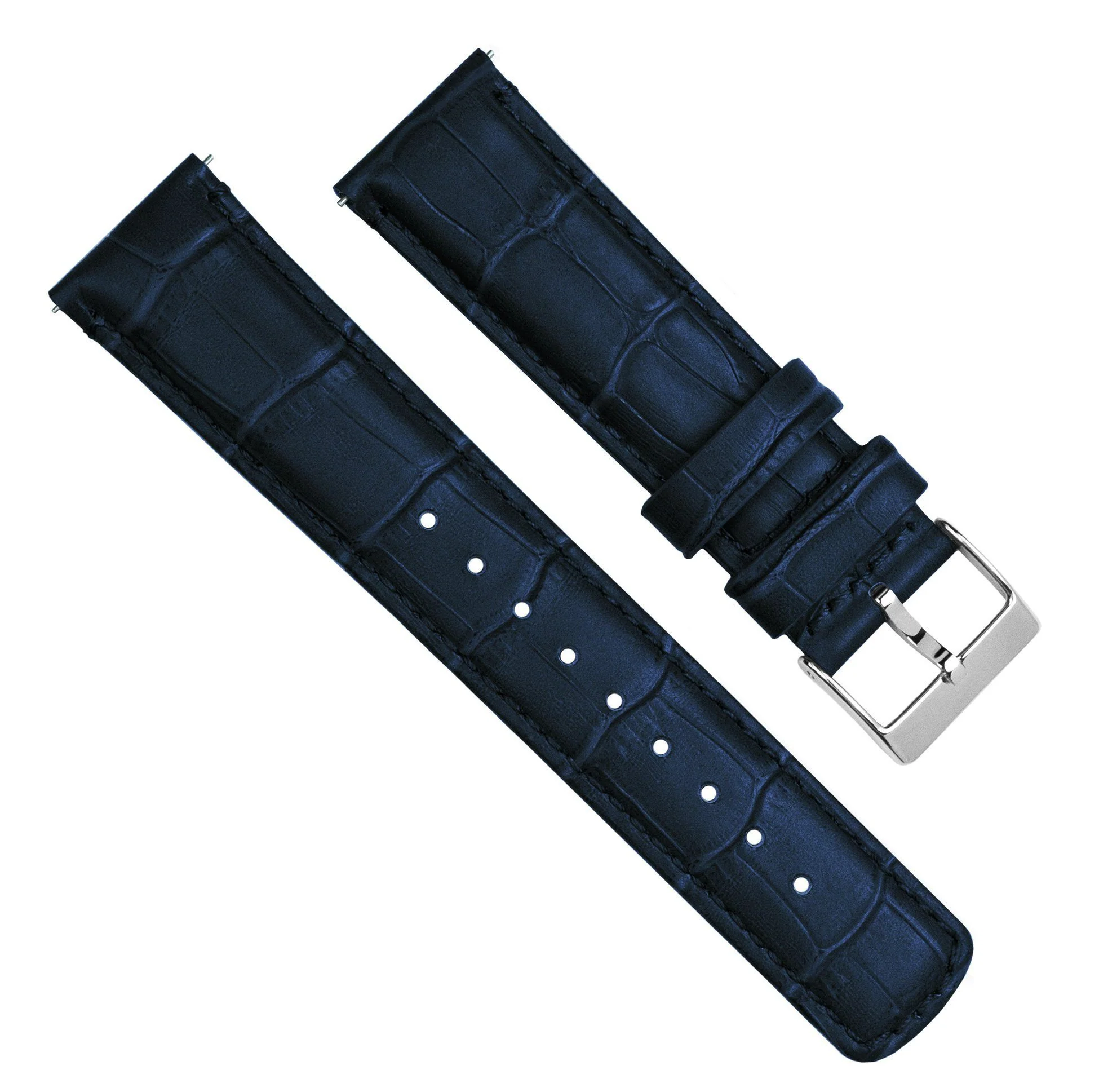 Navy Blue Alligator Grain Leather Watch Band - Image 3