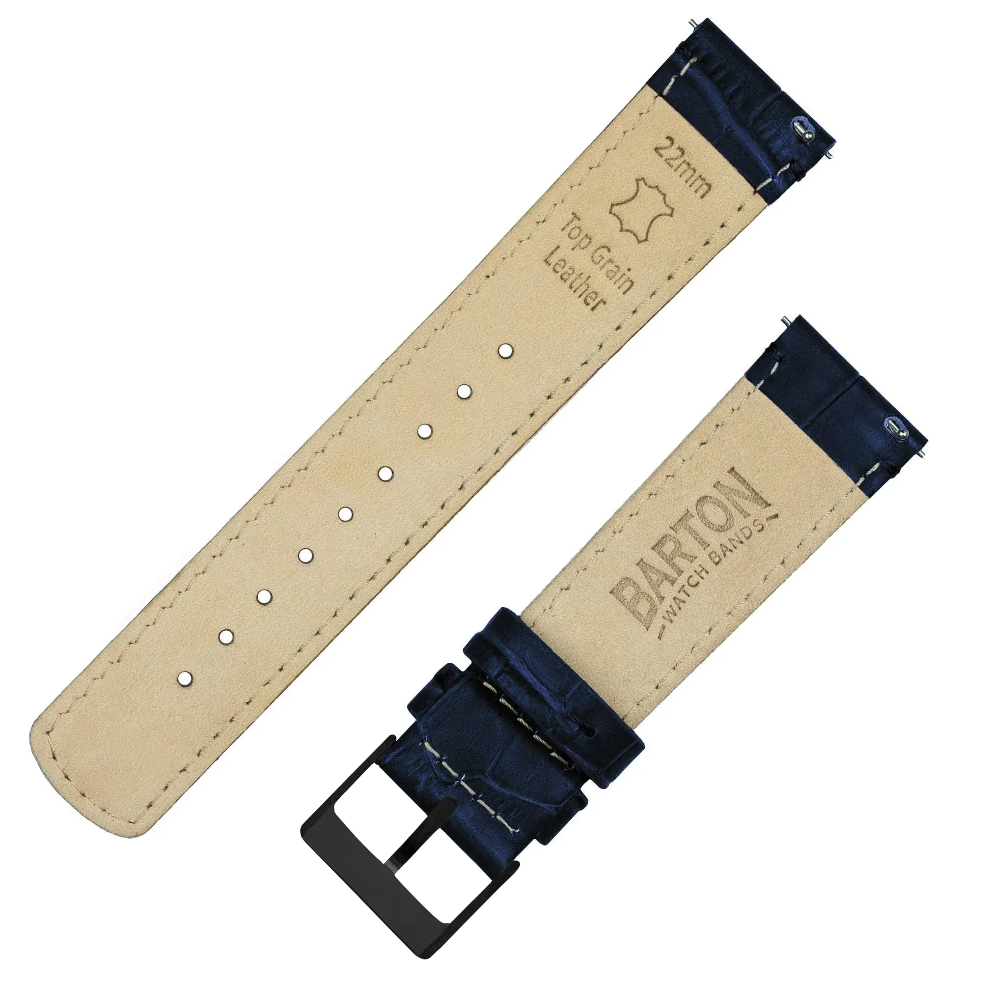 Navy Blue Alligator Grain Leather Watch Band - Image 4