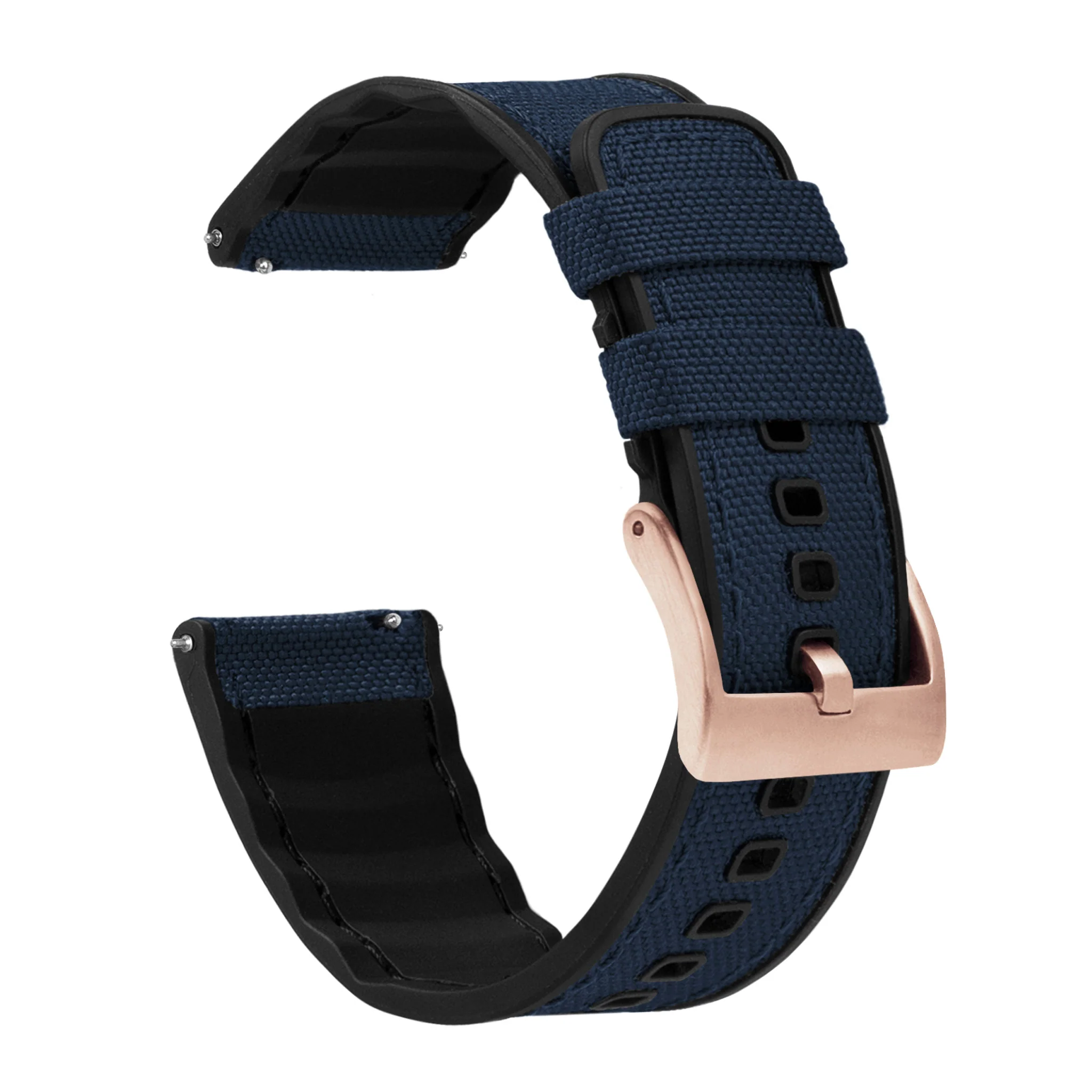 Navy Blue Cordura Fabric And Silicone Hybrid Watch Band - Image 10