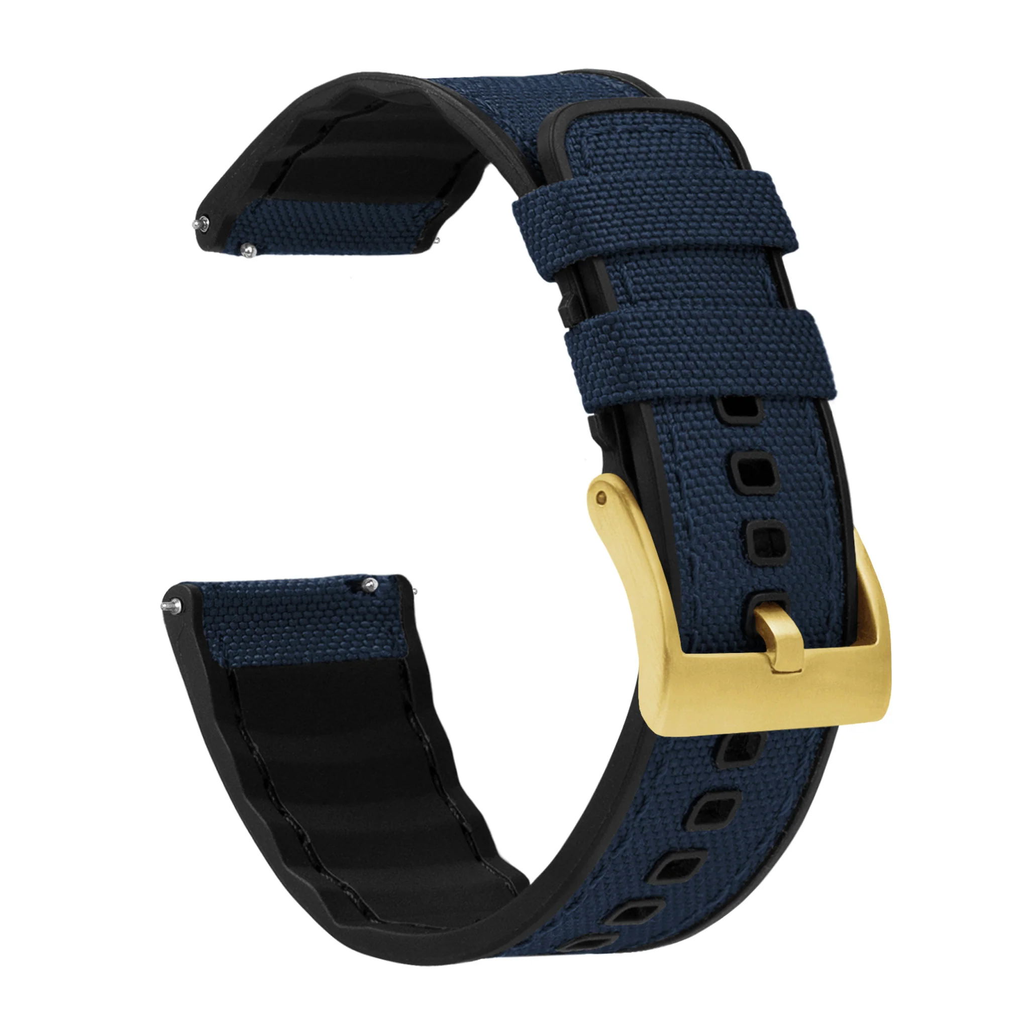 Navy Blue Cordura Fabric And Silicone Hybrid Watch Band - Image 11