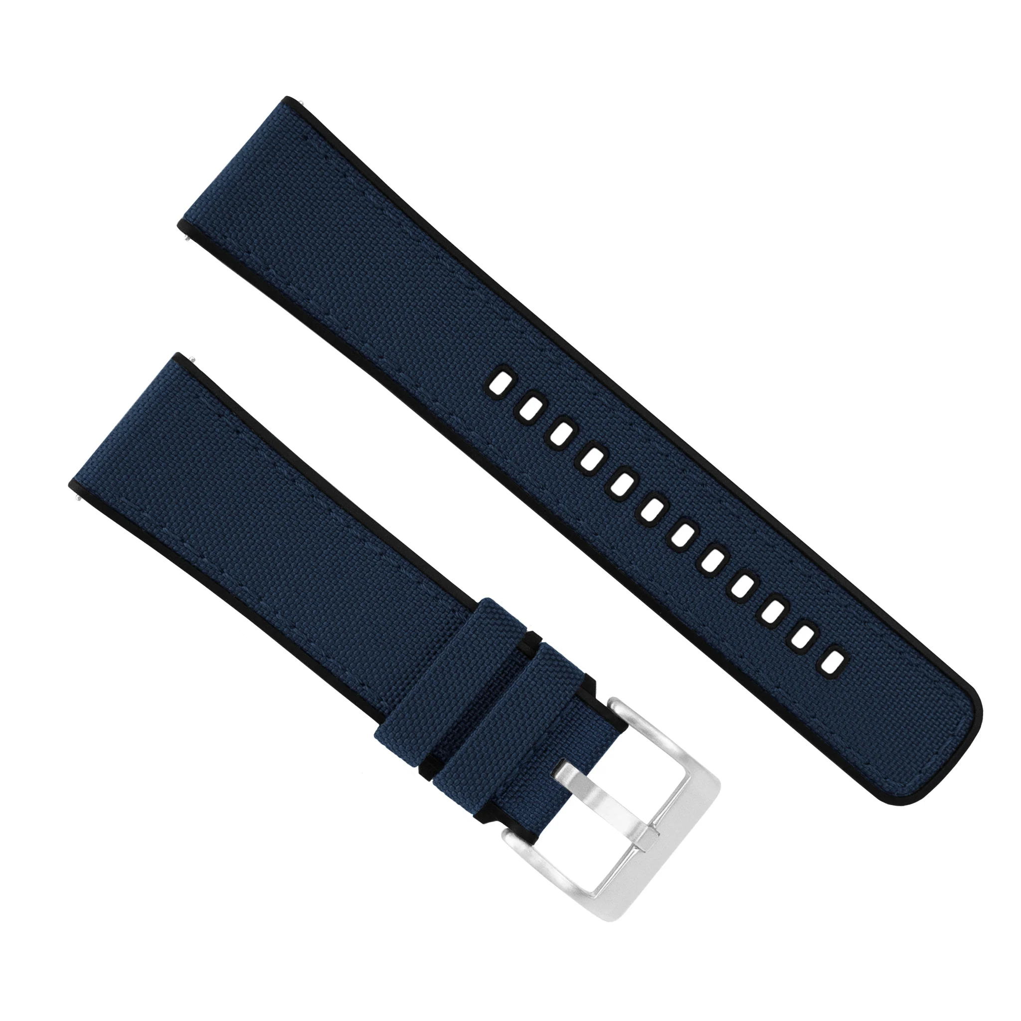 Navy Blue Cordura Fabric And Silicone Hybrid Watch Band - Image 5