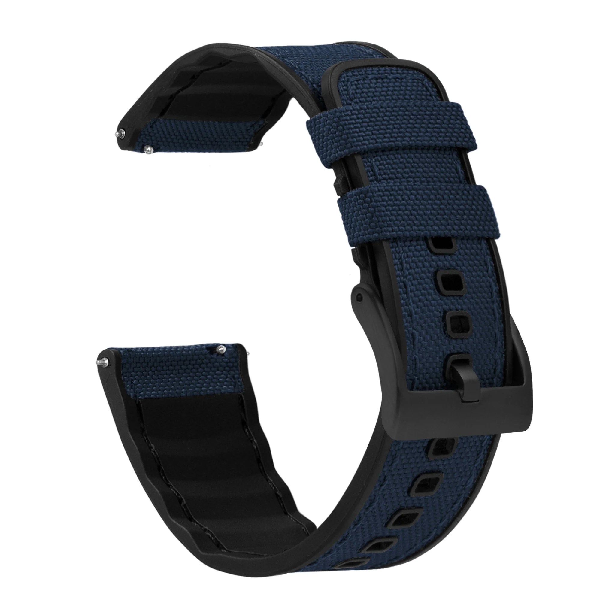 Navy Blue Cordura Fabric And Silicone Hybrid Watch Band - Image 8