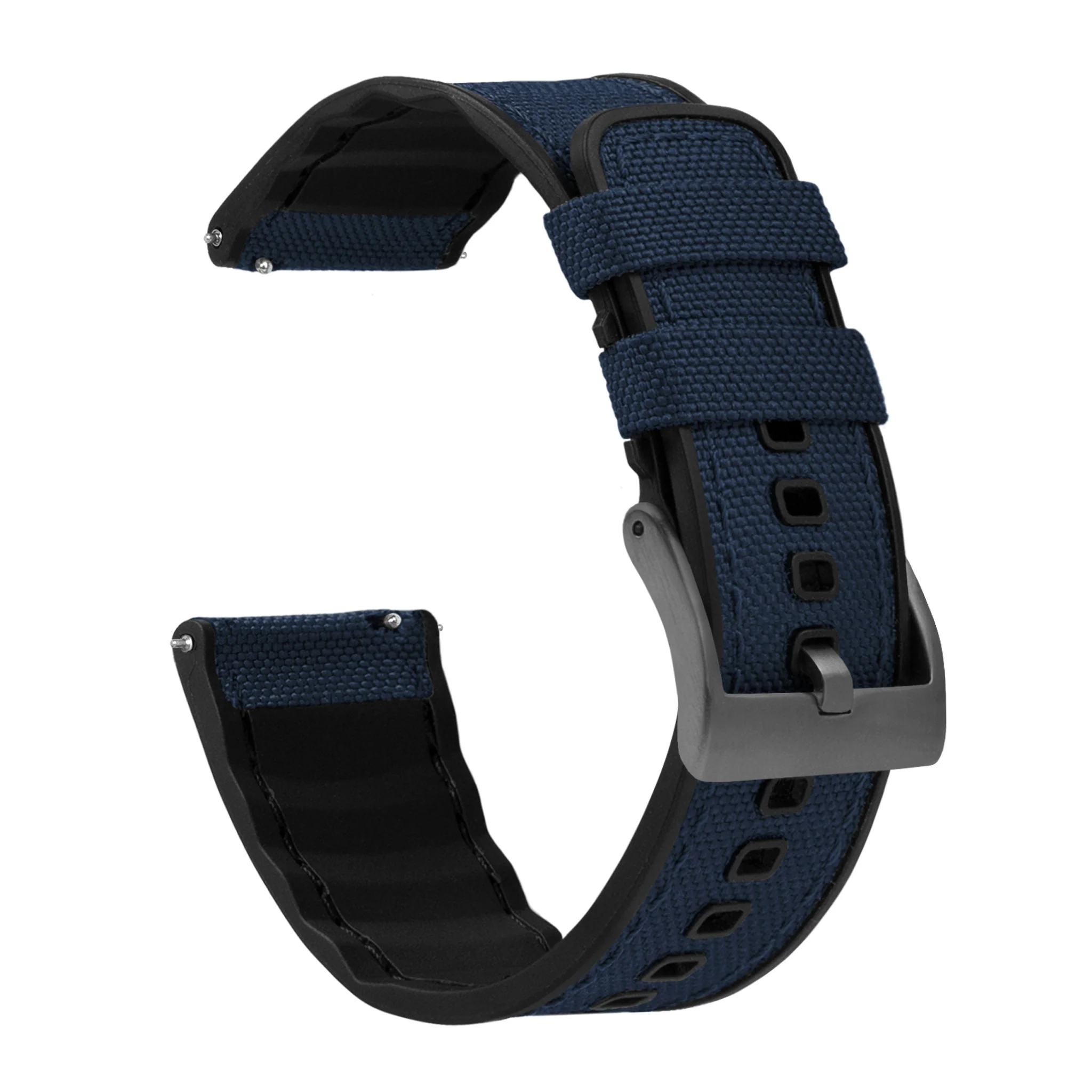 Navy Blue Cordura Fabric And Silicone Hybrid Watch Band - Image 9