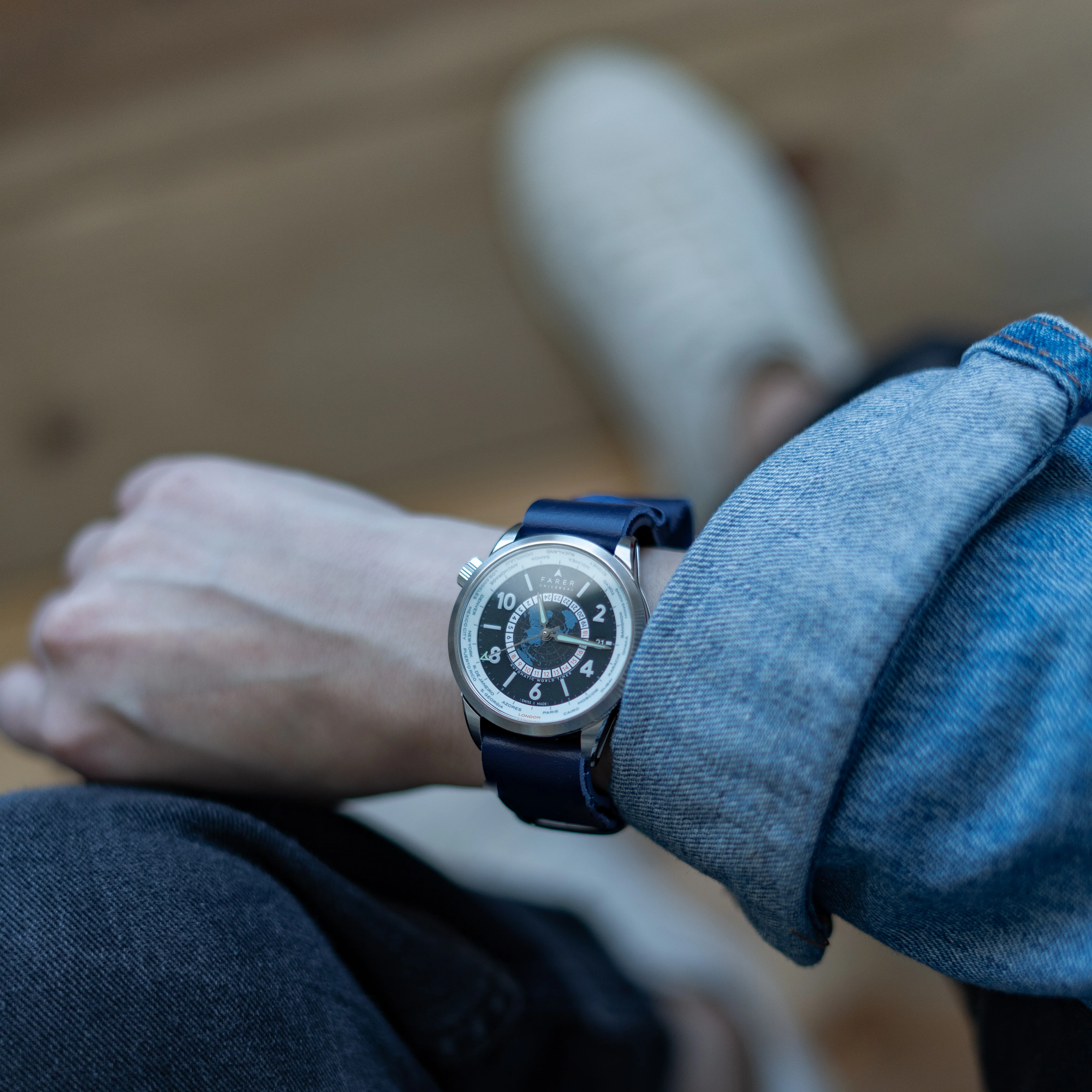 Navy Blue Leather NATO® style Watch Band - Image 2